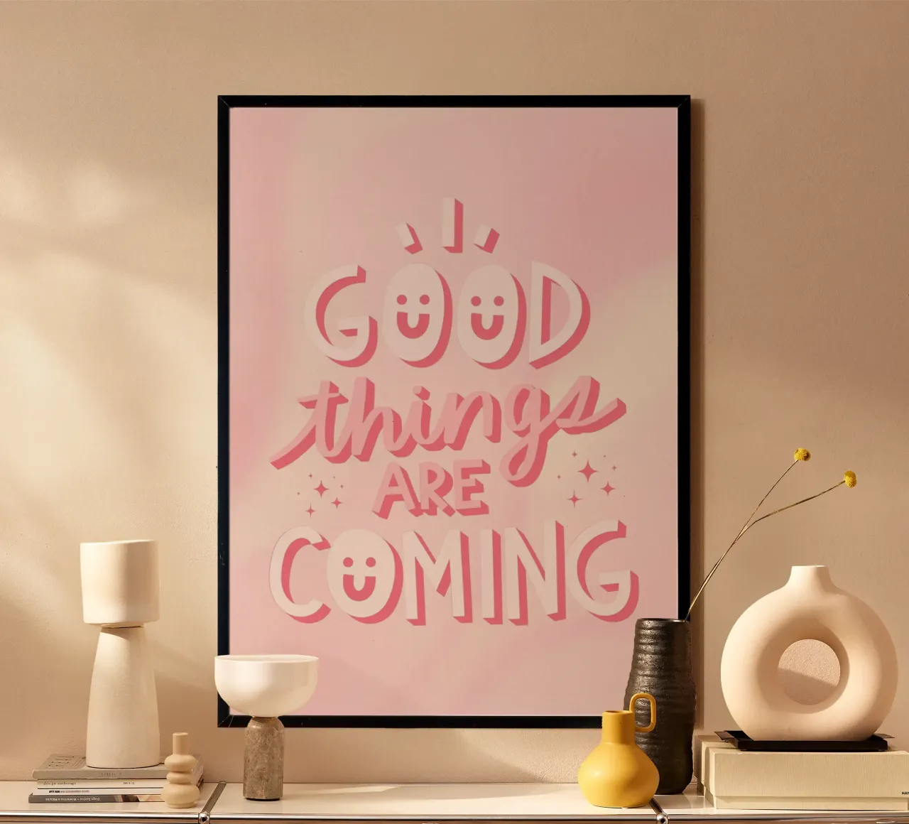 Positives Zitat Kunst | Good Things Are Coming Print Hahnemühle von NorwesClub
