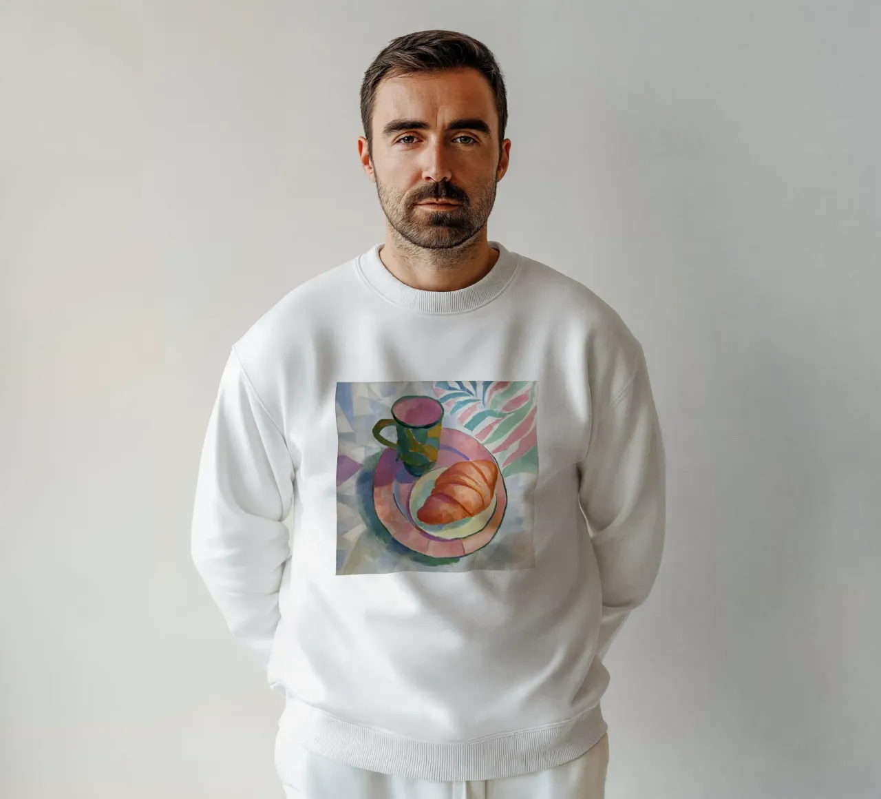 Croissant astratto e tazza in acquerello ispirato a Matisse felpa da Modern Muse