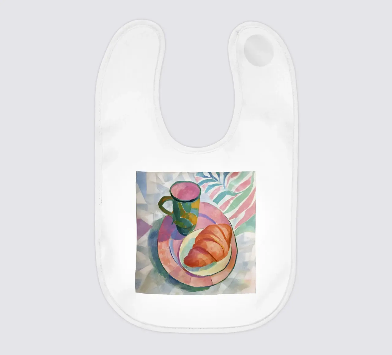 Croissant astratto e tazza in acquerello ispirato a Matisse bavaglino da Modern Muse