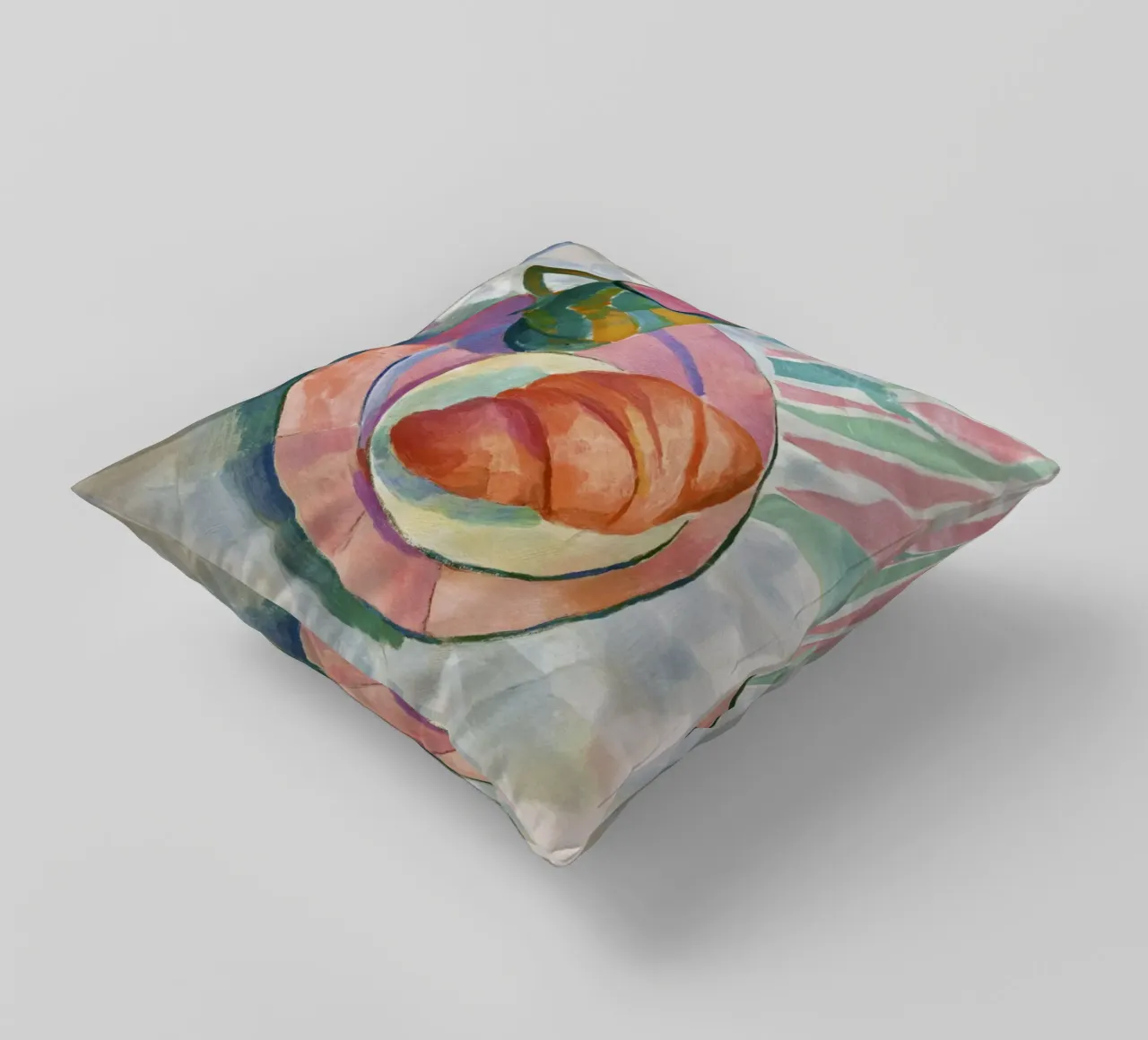 Croissant astratto e tazza in acquerello ispirato a Matisse cuscino da Modern Muse