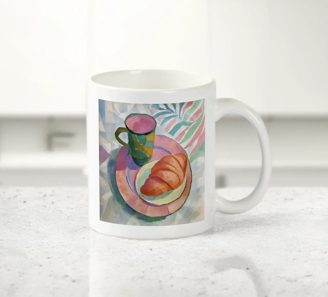 Croissant astratto e tazza in acquerello ispirato a Matisse tazza in ceramica da Modern Muse
