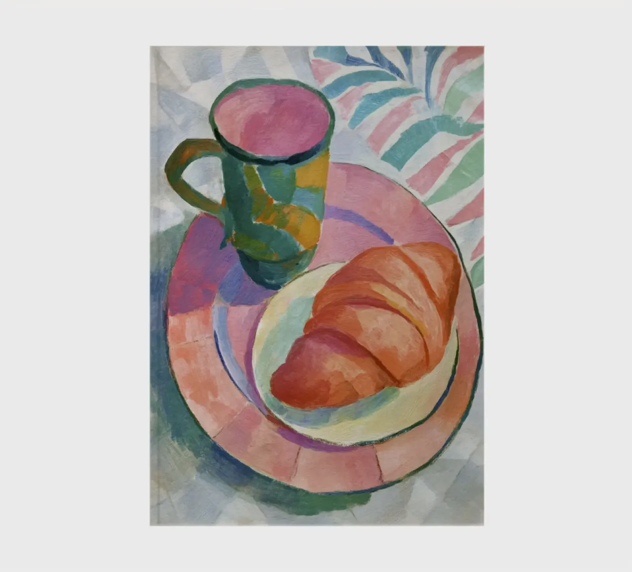 Abstract Croissant and Cup in Matisse-Inspired Watercolor notebook by Modern Muse