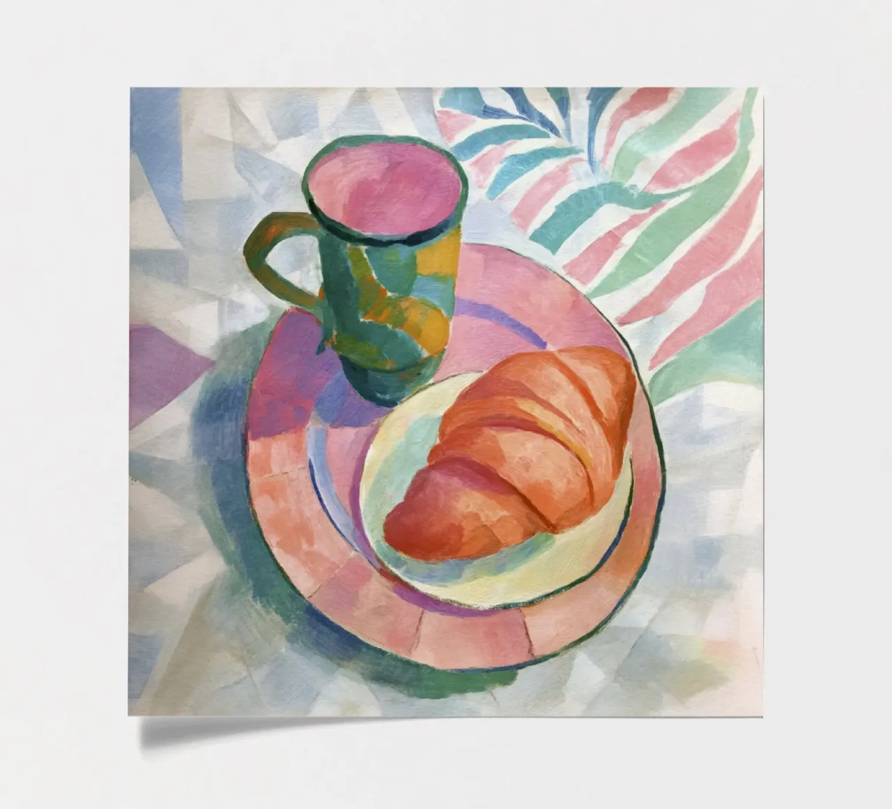 Abstract Croissant and Cup in Matisse-Inspired Watercolor sticker sheet by Modern Muse