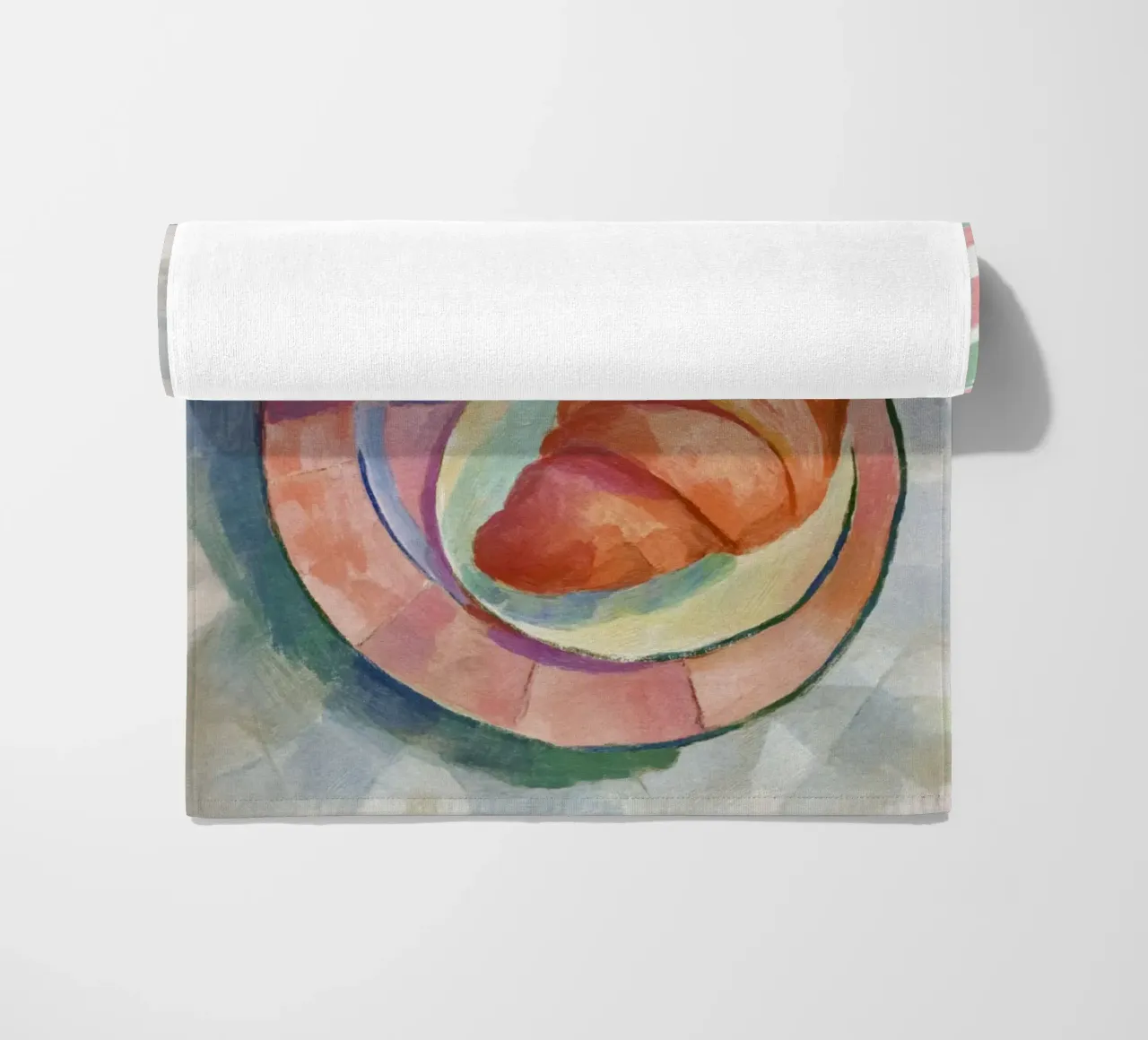 Croissant astratto e tazza in acquerello ispirato a Matisse telo mare da Modern Muse