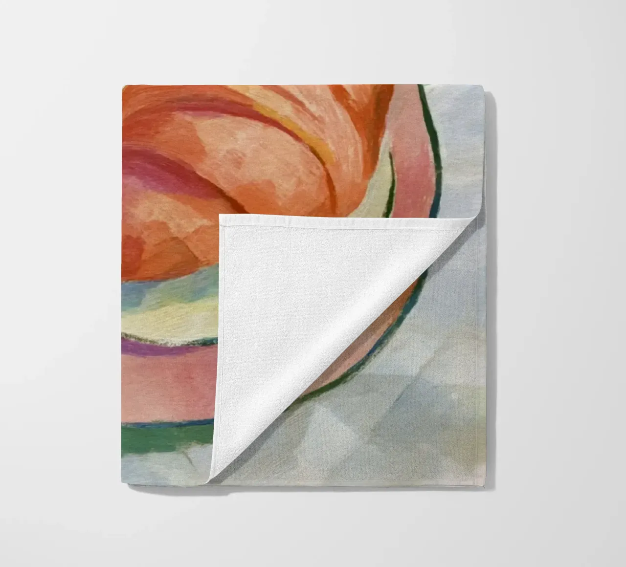 Croissant astratto e tazza in acquerello ispirato a Matisse telo mare da Modern Muse