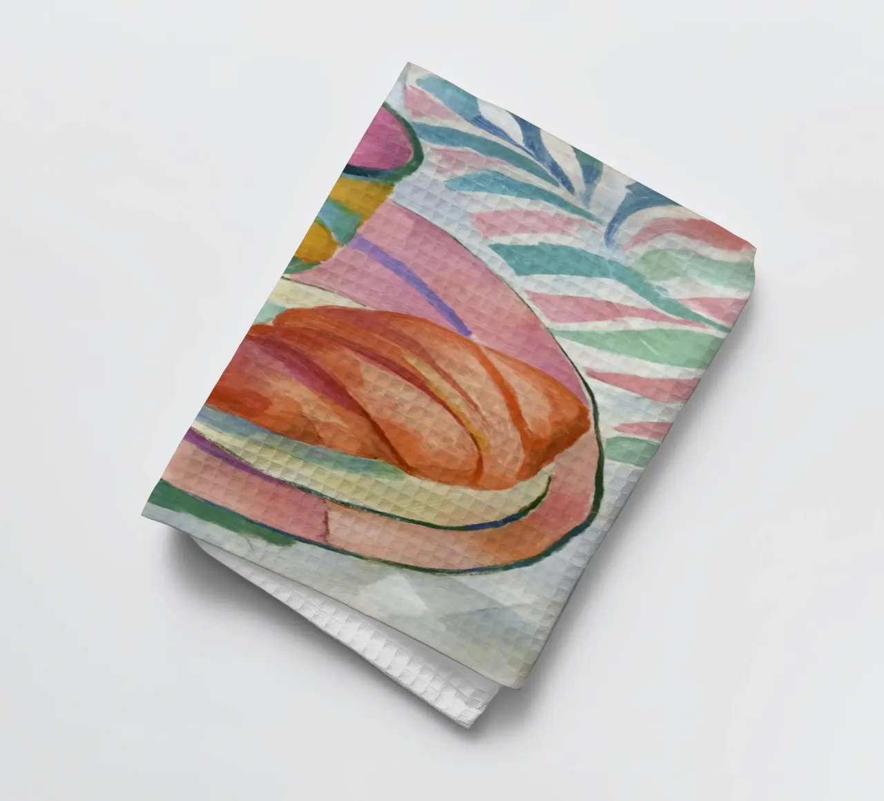 Croissant astratto e tazza in acquerello ispirato a Matisse canovaccio da cucina da Modern Muse