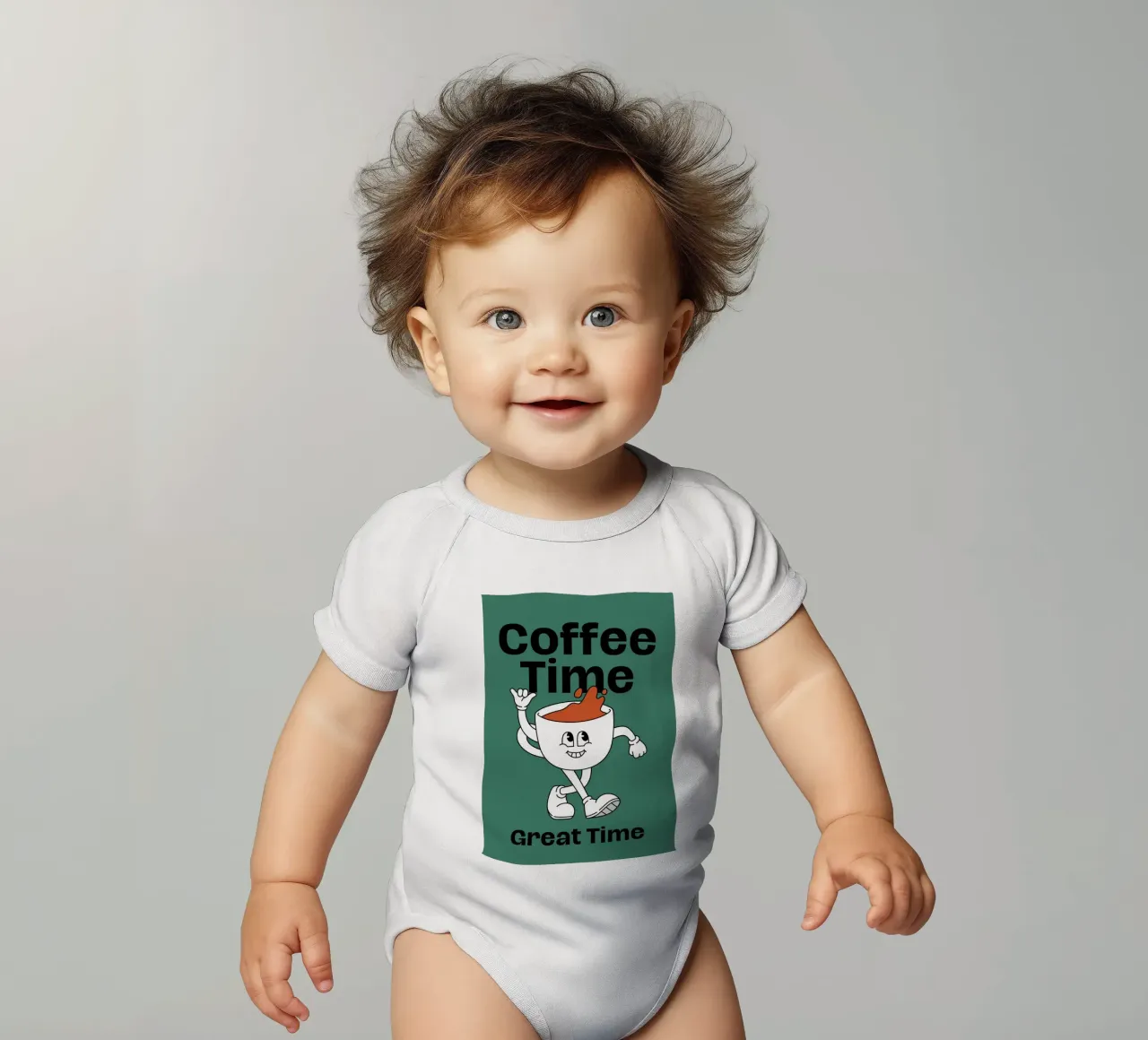 Coffee Art | Coffee Time Great Time Print body neonato maniche corte da NorwesClub