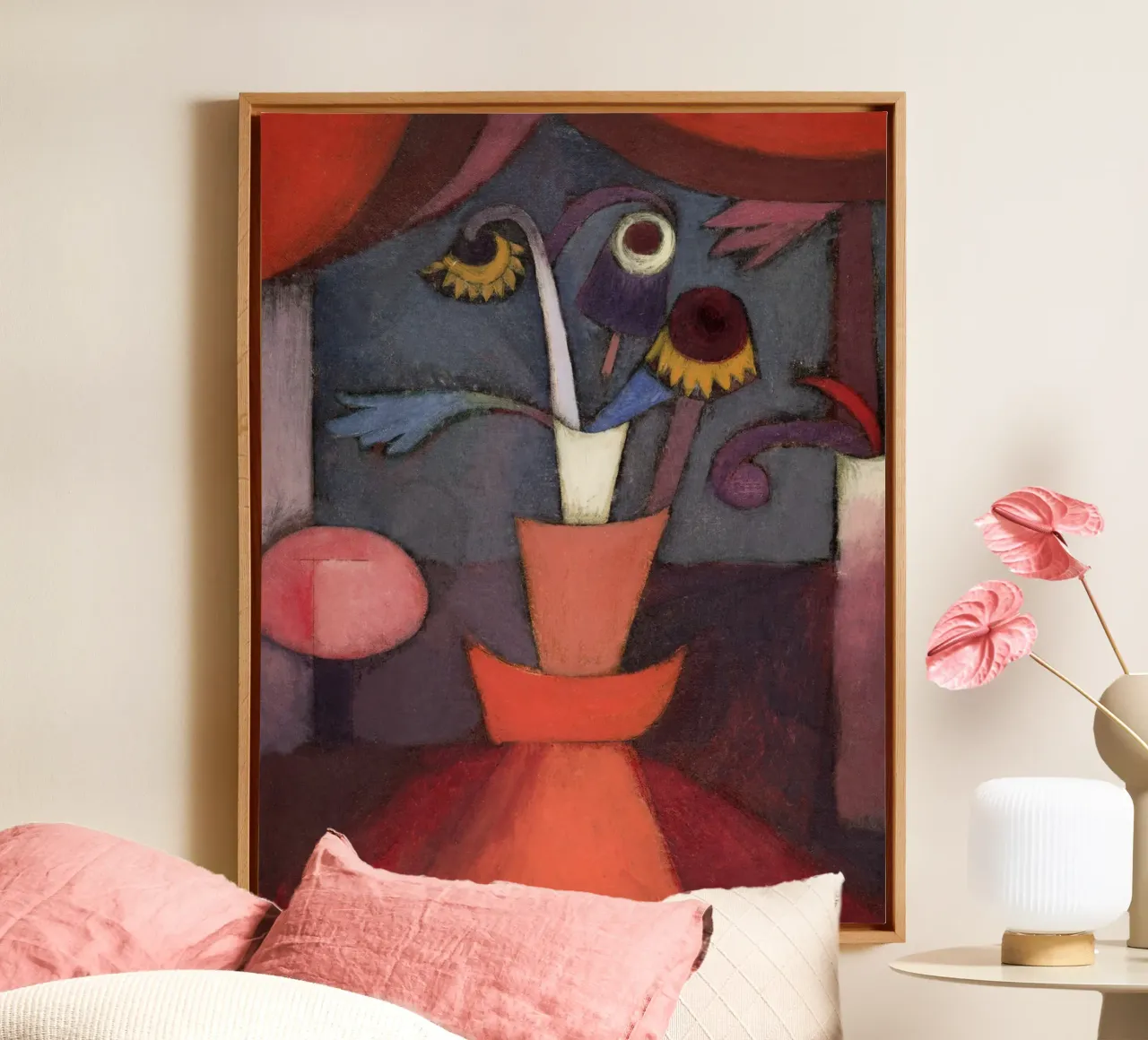 Paul Klee herfst bloem - abstracte kunstdruk canvas van NorwesClub