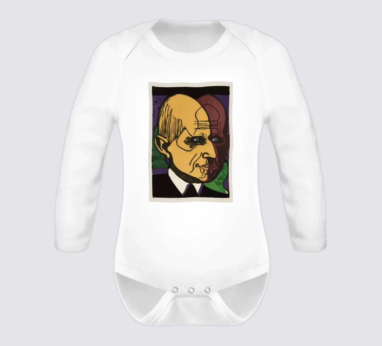 Kirchner Head of Dr Bauer - Expressionist Print long-sleeve baby romper by NorwesClub