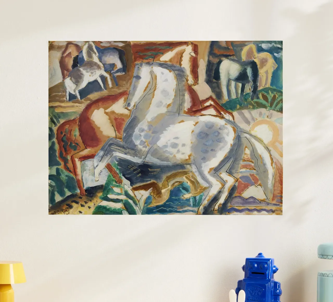 Leo Gestel Chevaux dans un paysage - Modernist Print poster de NorwesClub