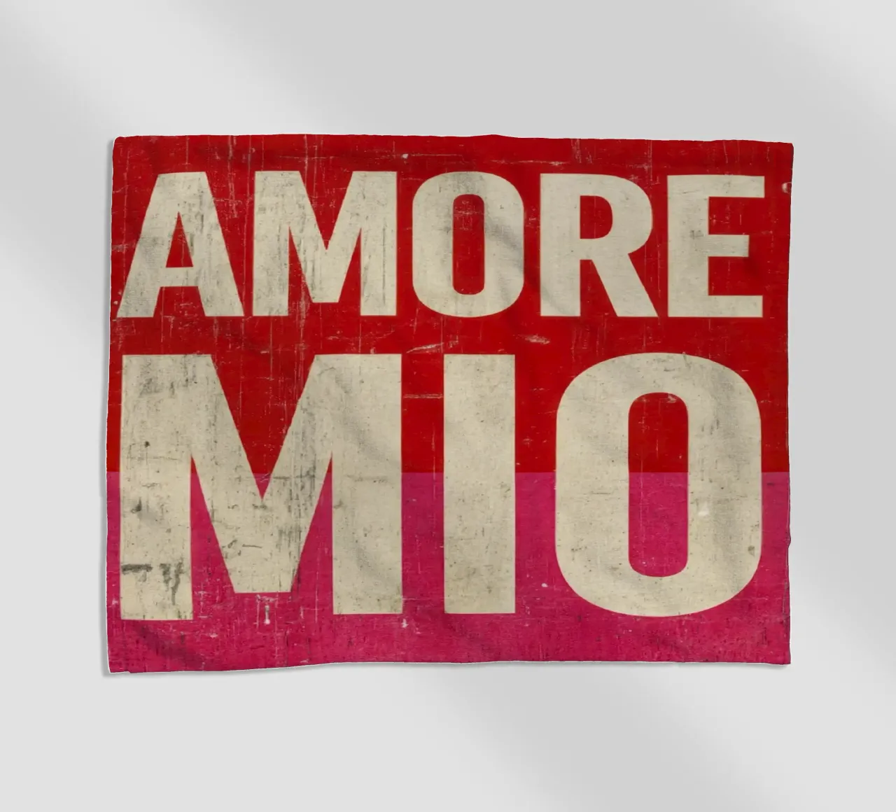 "Amore Mio" Bold Typography on Red and Pink Grunge Vibes beach towel by Modern Muse