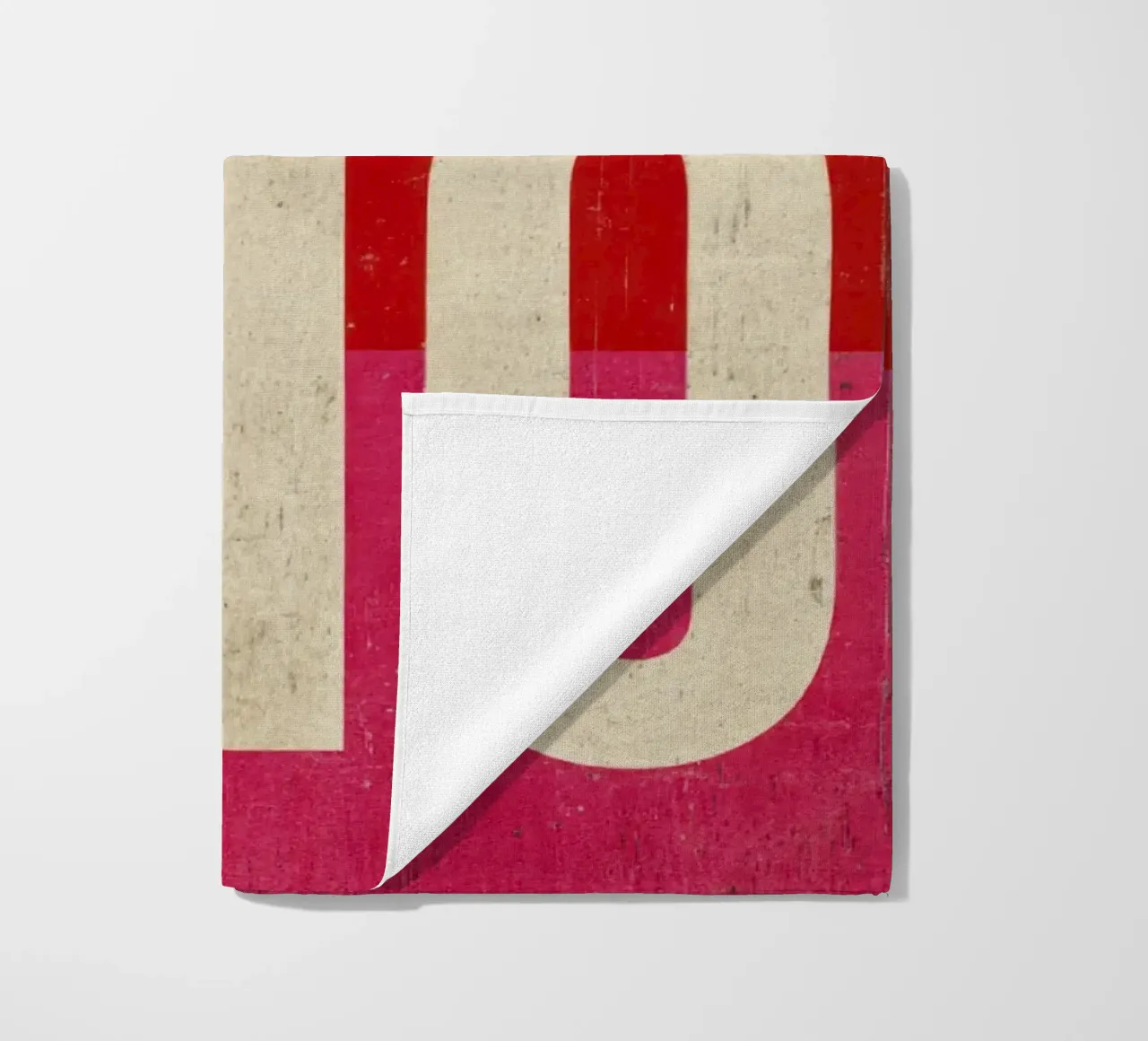 "Amore Mio" Bold Typography on Red and Pink Grunge Vibes beach towel by Modern Muse