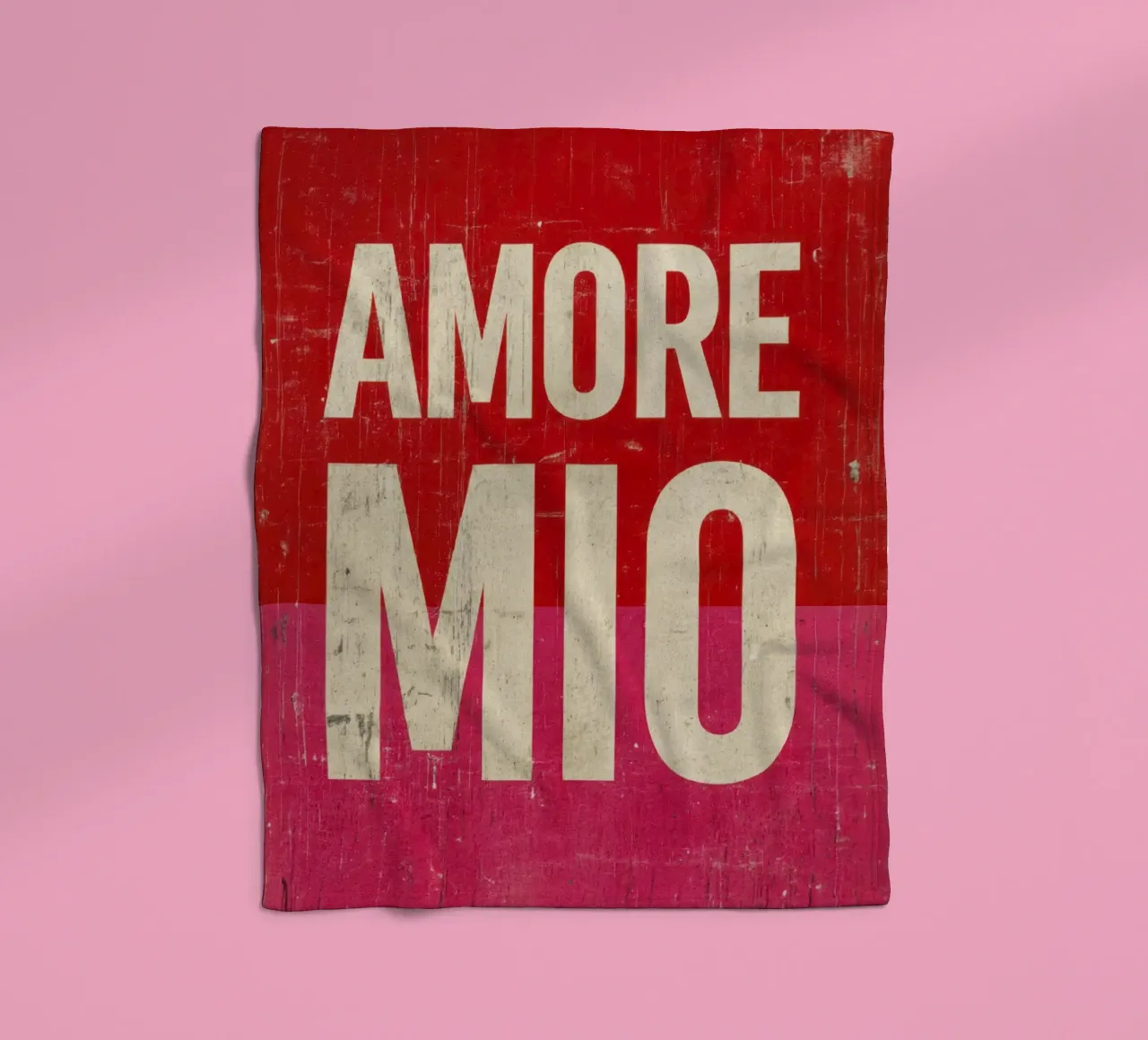 "Amore Mio" Bold Typography on Red and Pink Grunge Vibes fleece blanket by Modern Muse