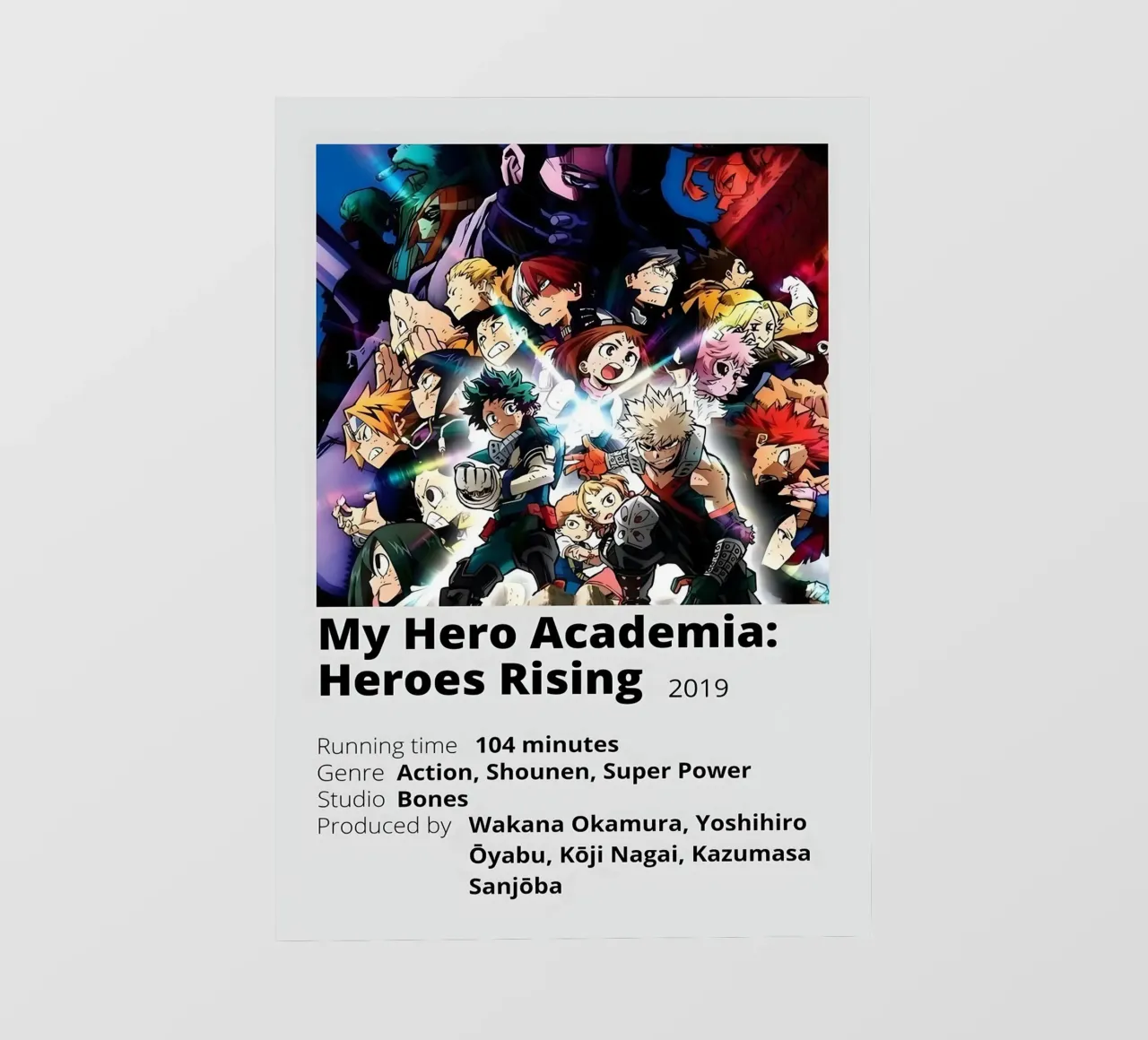 My Hero Academia Heroes Rising 2019 pellicola backlit da Totoya