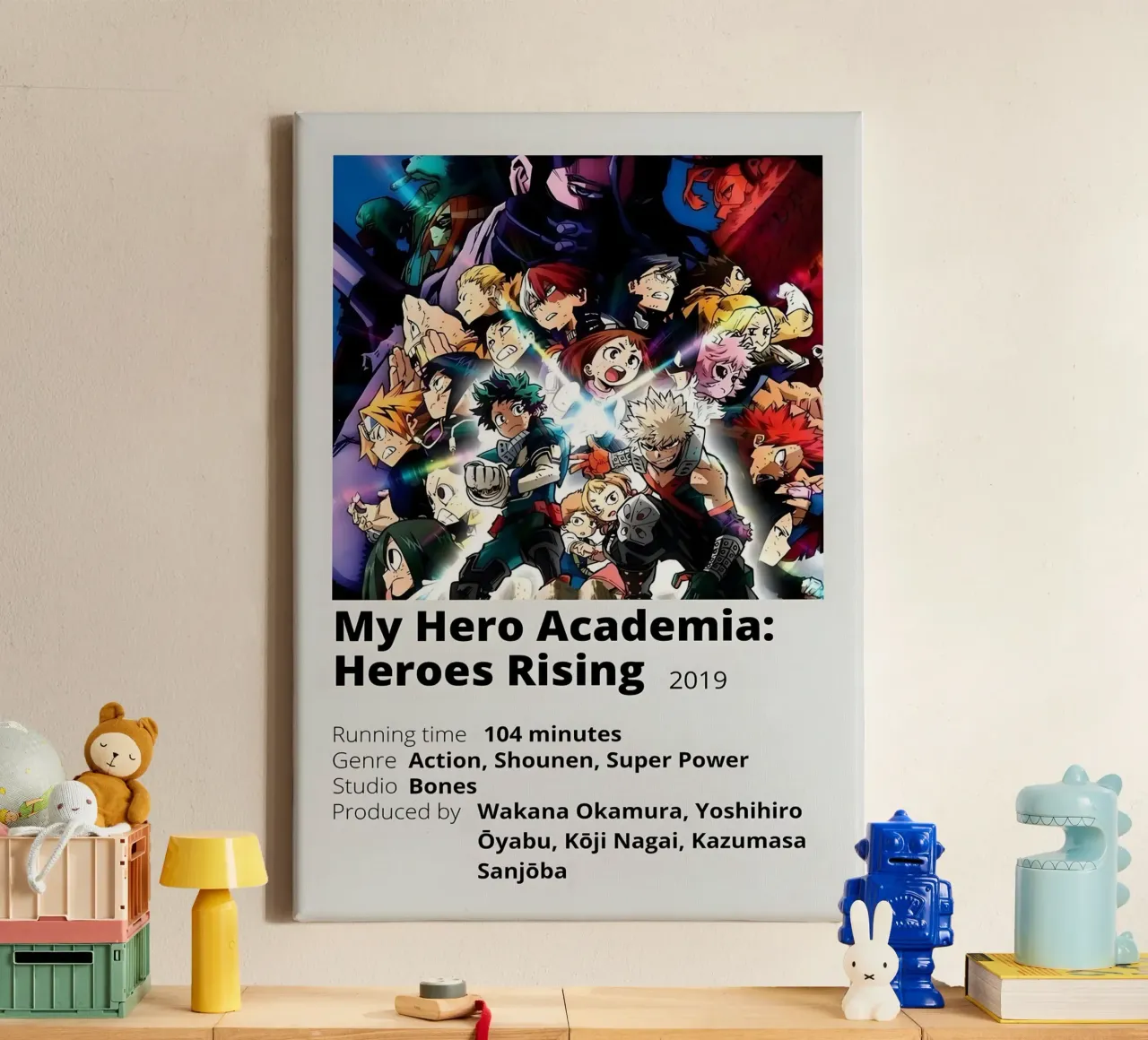 My Hero Academia Heroes Rising 2019 tela con Cornice a cassetta da Totoya