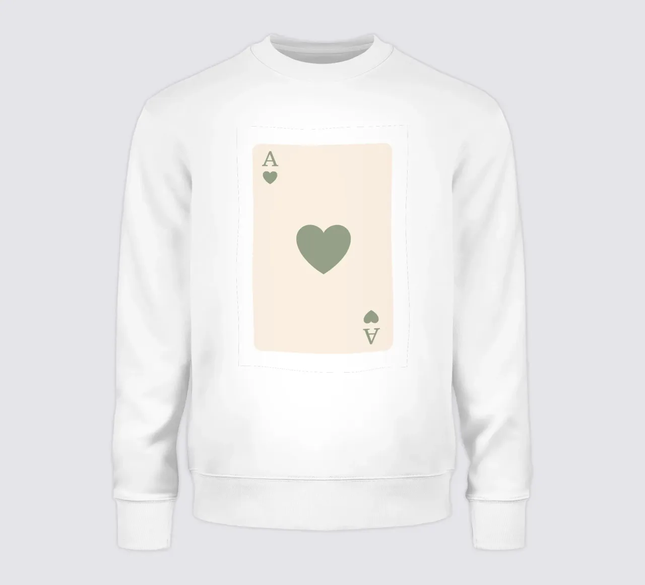 Minimalistische saliegroene harten aas print | kunst sweatshirt van NorwesClub
