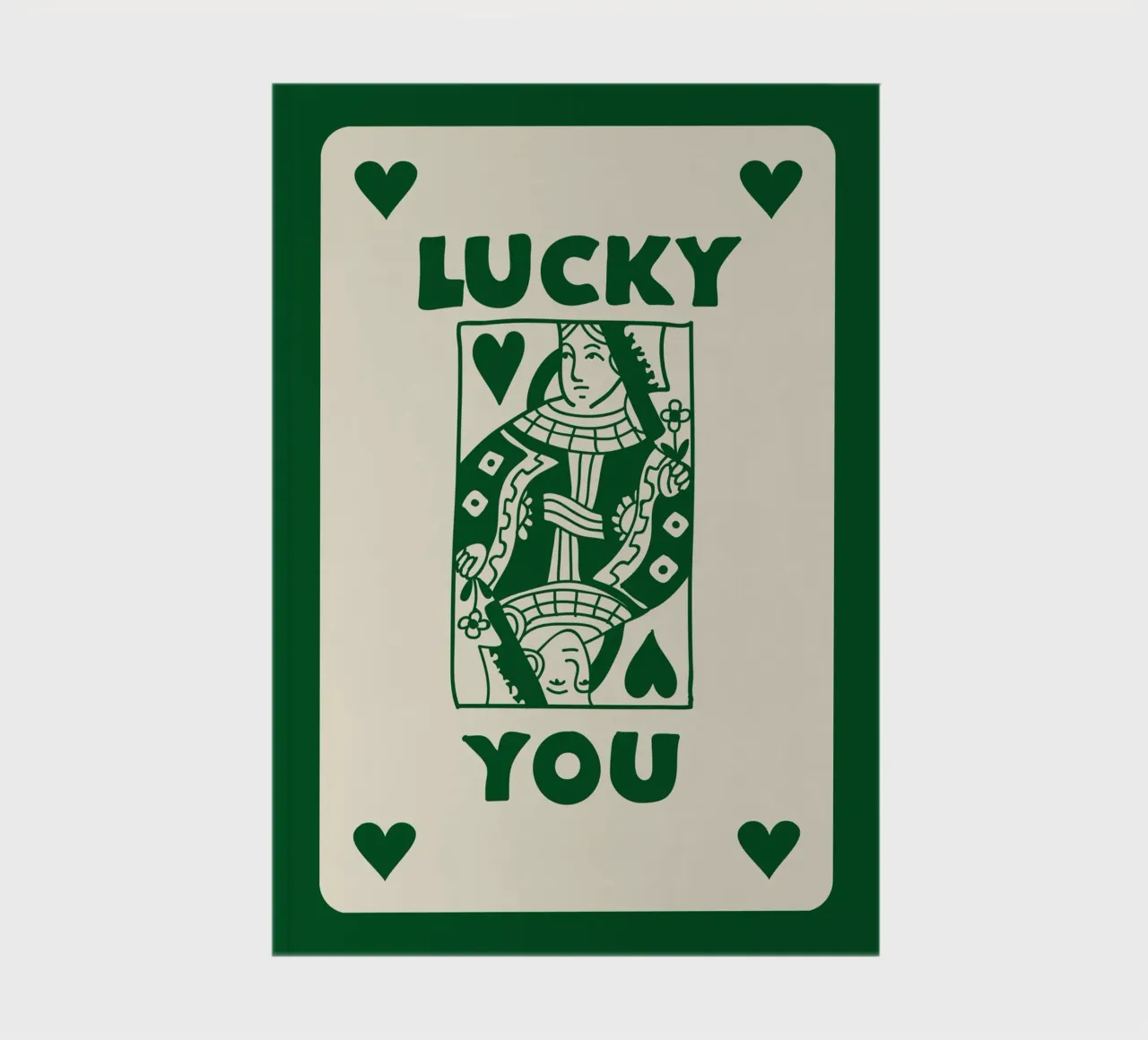 Dark Green Lucky You Card Print | Vintage Art notebook by NorwesClub