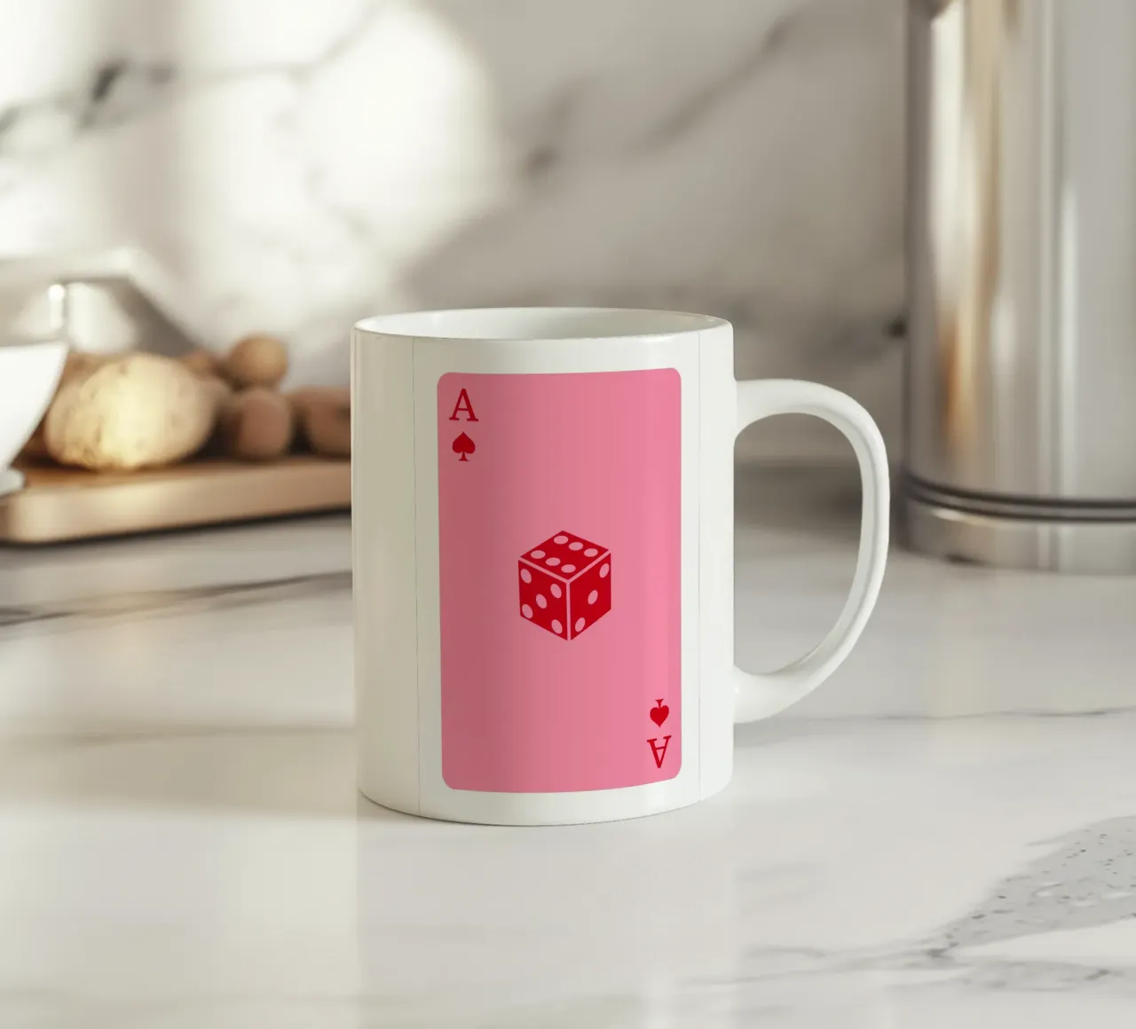 Dice Playing Card Print | Modern Lucky Game Art taza de cerámica de NorwesClub