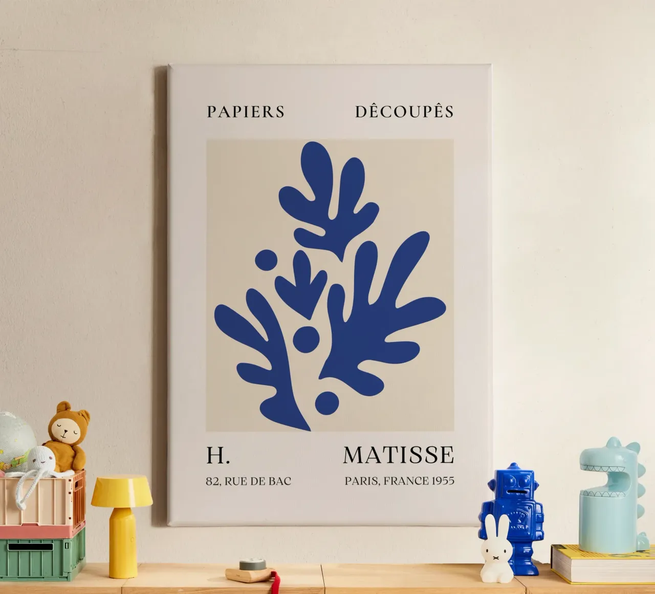 Poster Matisse Blue Papiers Découpés 1955 tela con Cornice a cassetta da NorwesClub