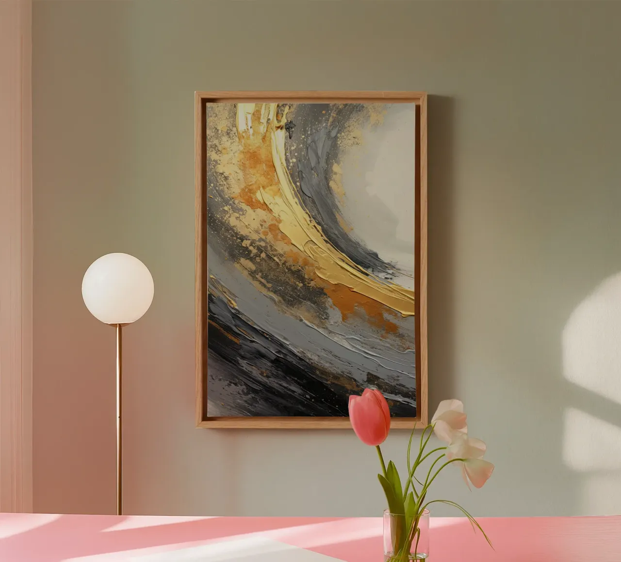 Grijs en goud canvas met Baklijst van Imagine