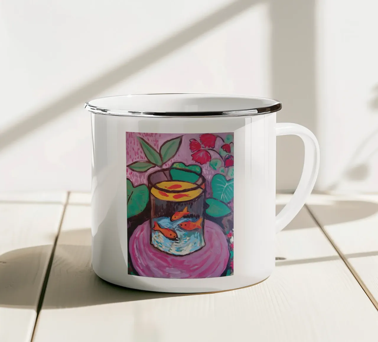 Stampa del dipinto Fauvist Goldfish | Arte moderna vibrante tazza in smalto da NorwesClub
