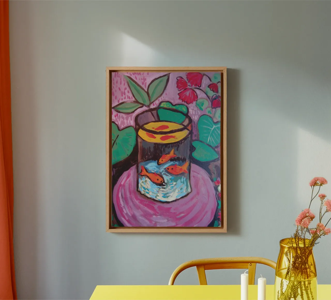 Fauvistische Goudvis Schilderij Print | Moderne Levendige Kunst canvas met Baklijst van NorwesClub
