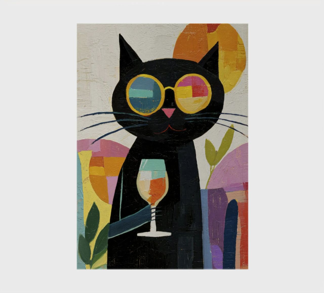 Matisse Black Cat with Sunglasses and Wine in Retro Style notebook by Modern Muse