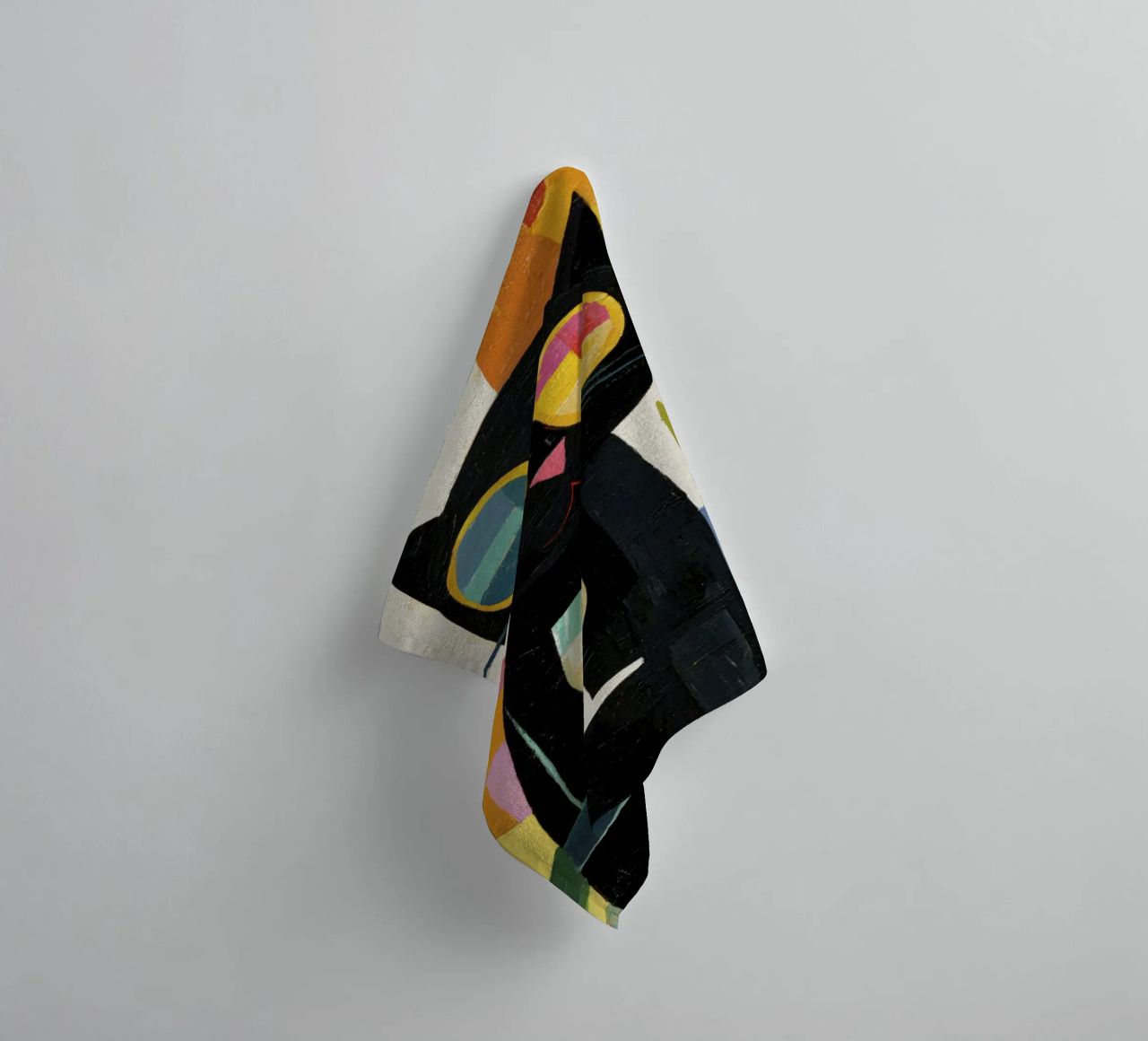 Matisse Black Cat with Sunglasses and Wine in Retro Style towel by Modern Muse