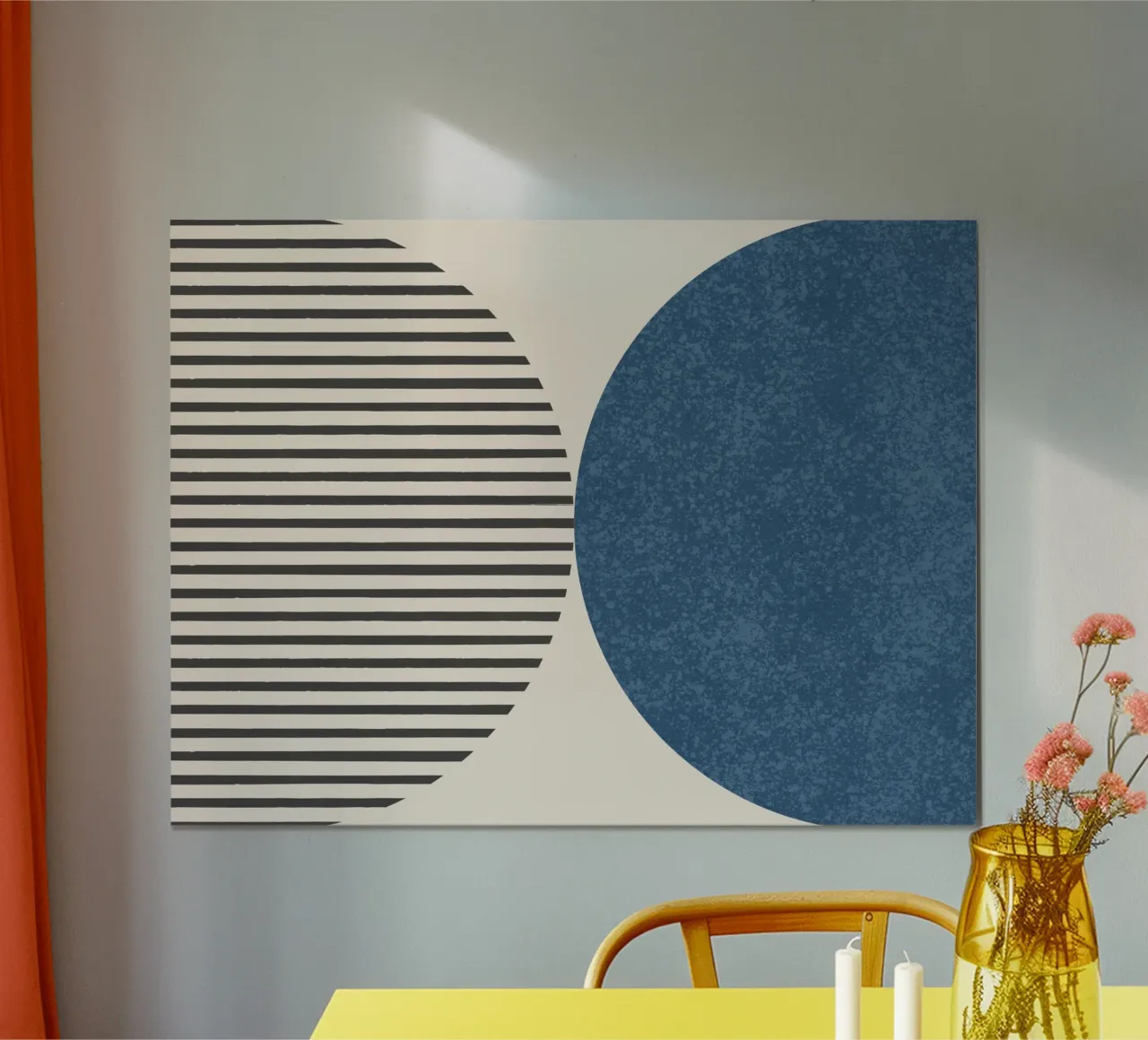 Strisce a semicerchio - Blu navy poster con telaio in alluminio da MoonlightPrint