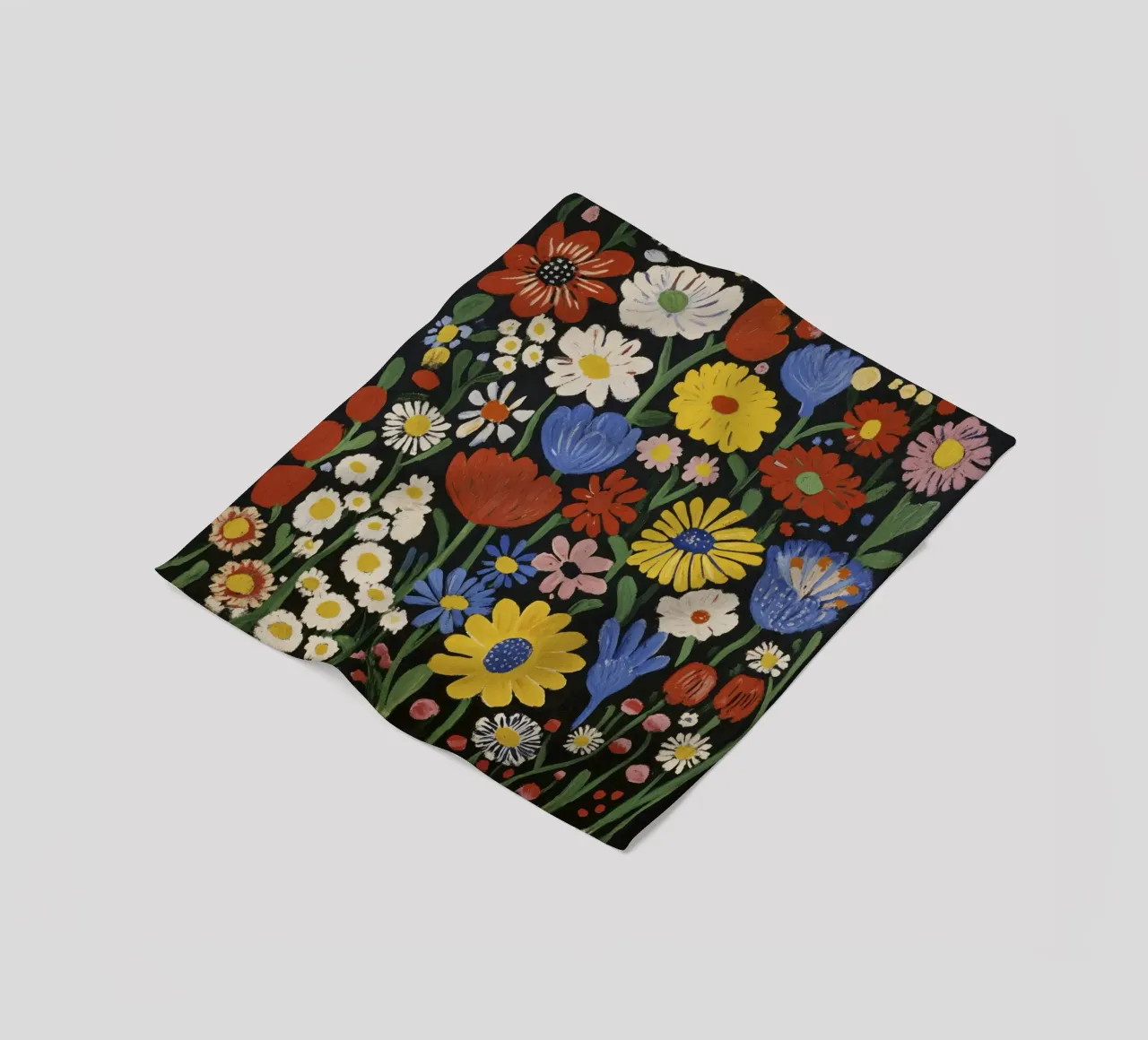 Bunte Matisse-inspirierte florale Formen auf schwarzem Hintergrund Fleecedecke von Modern Muse