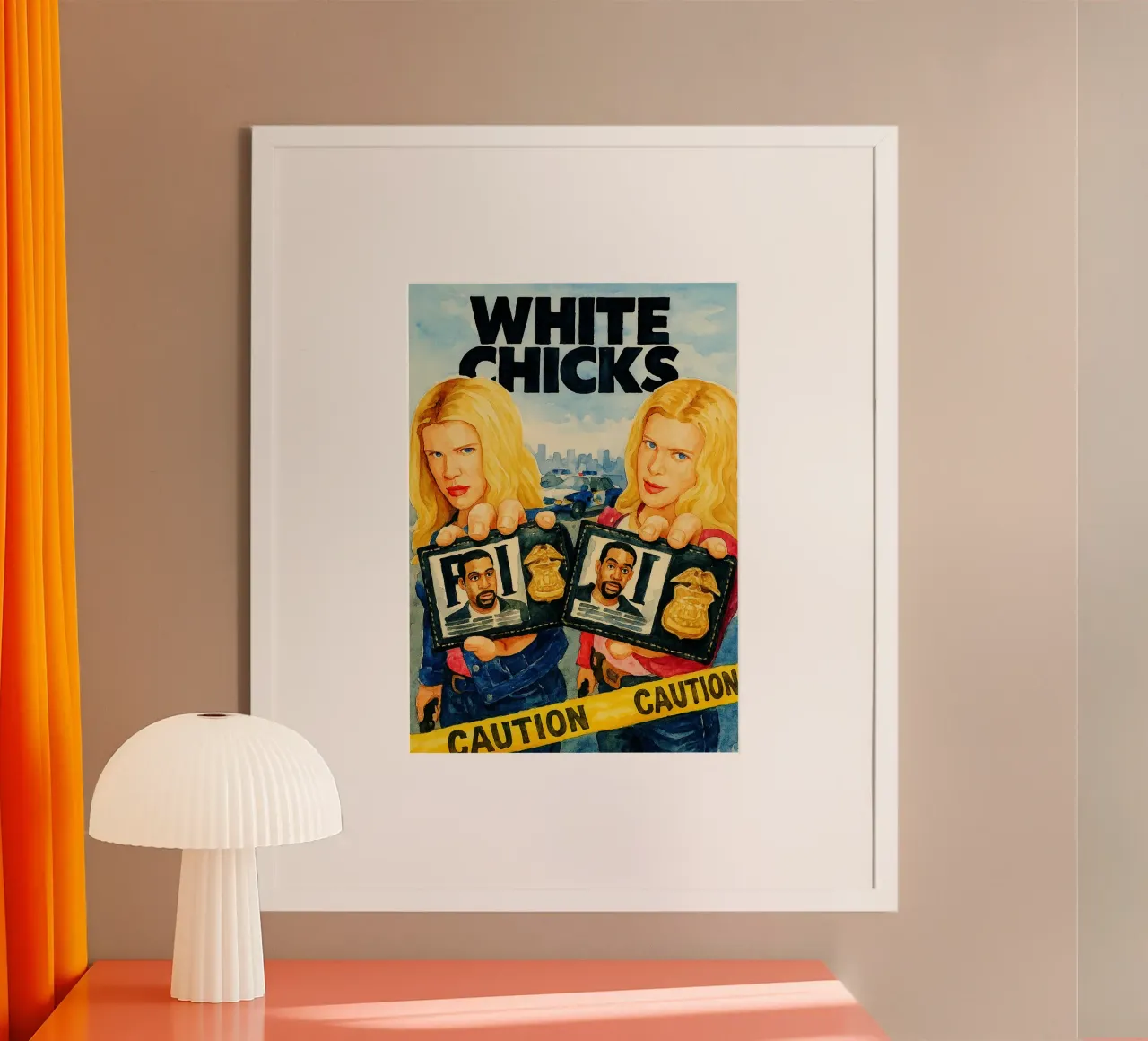 imagination de l'oisillon blanc qui repeint poster avec cadre en bois de SIQAYA