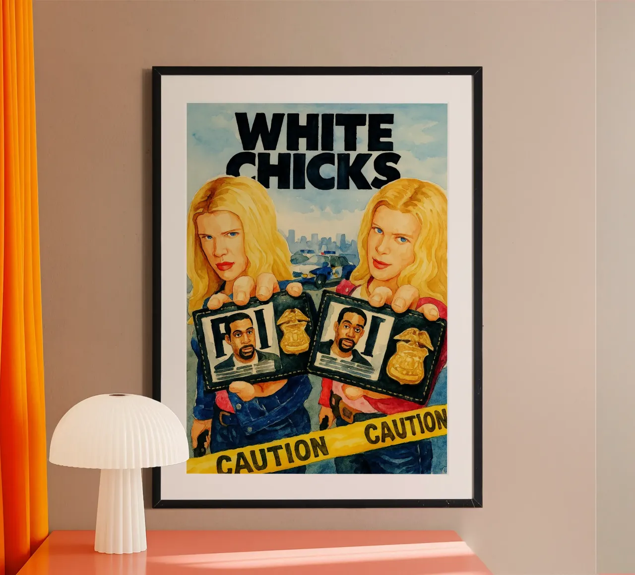 imagination de l'oisillon blanc qui repeint poster avec cadre en bois de SIQAYA