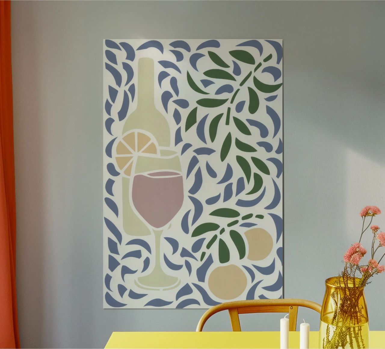 Pastel Matisse-Inspired Still Life with Lemons and Drink poster by Modern Muse