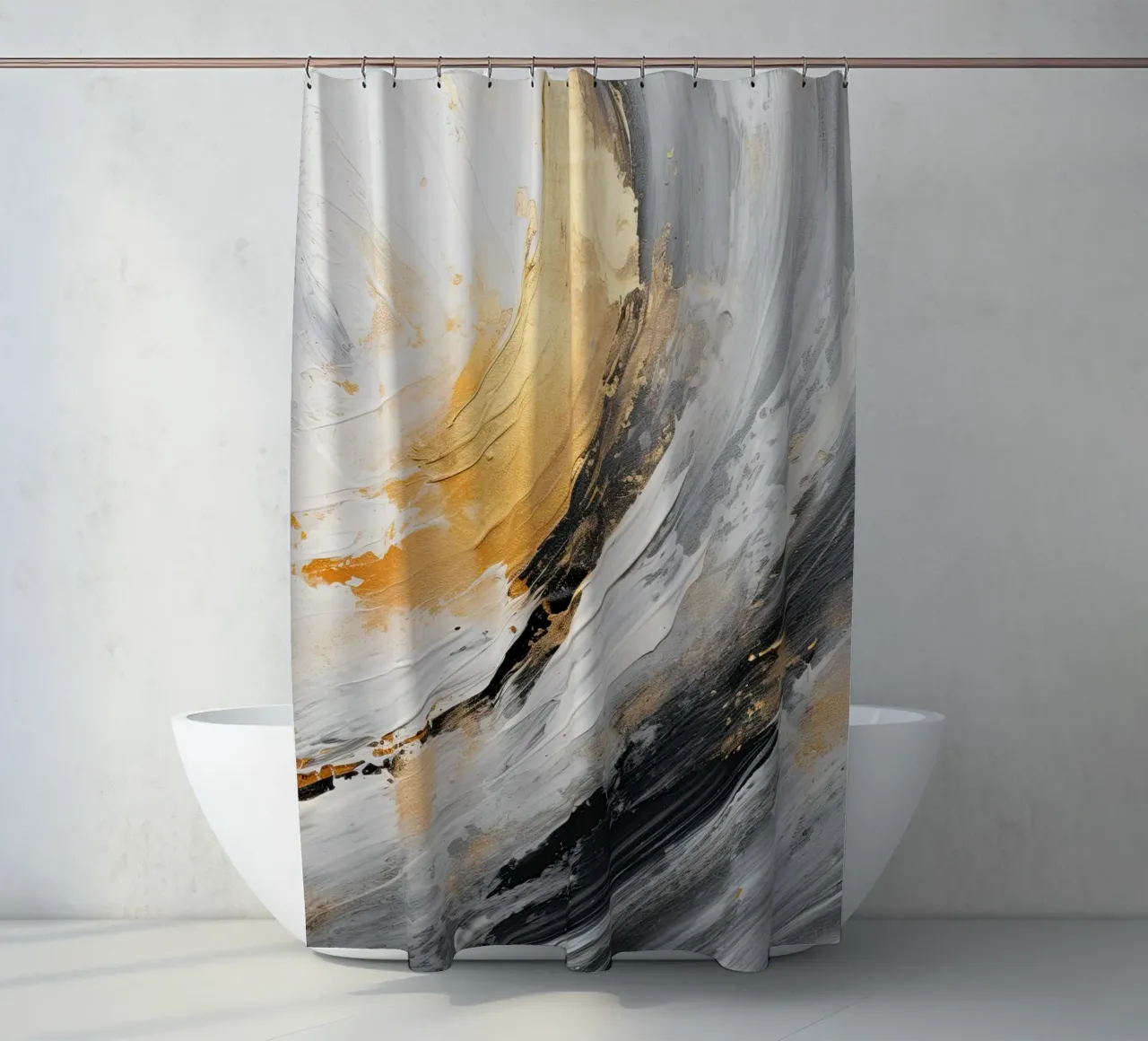 Grau und Gold Duschvorhang von Imagine