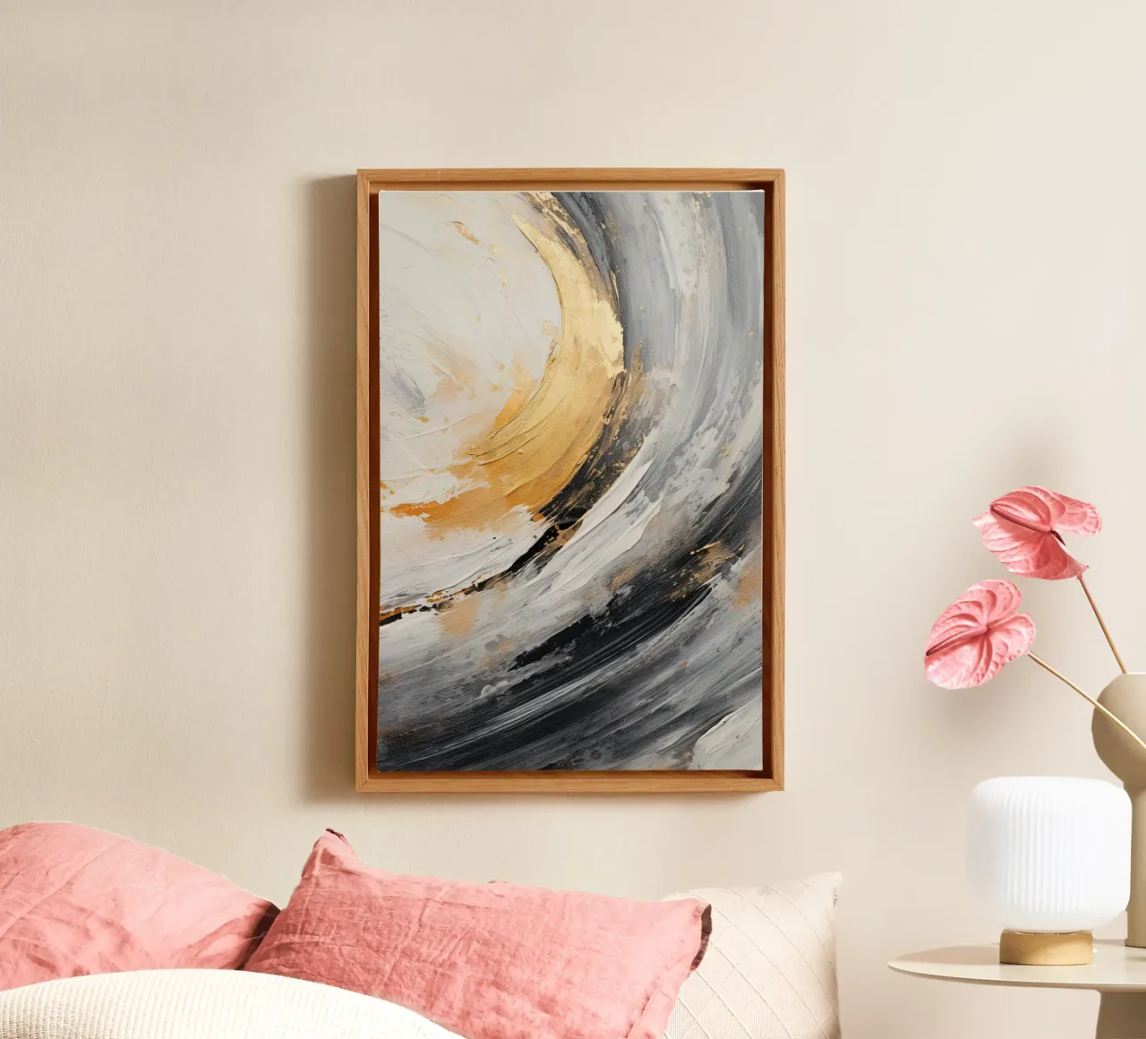 Grijs en goud canvas met Baklijst van Imagine