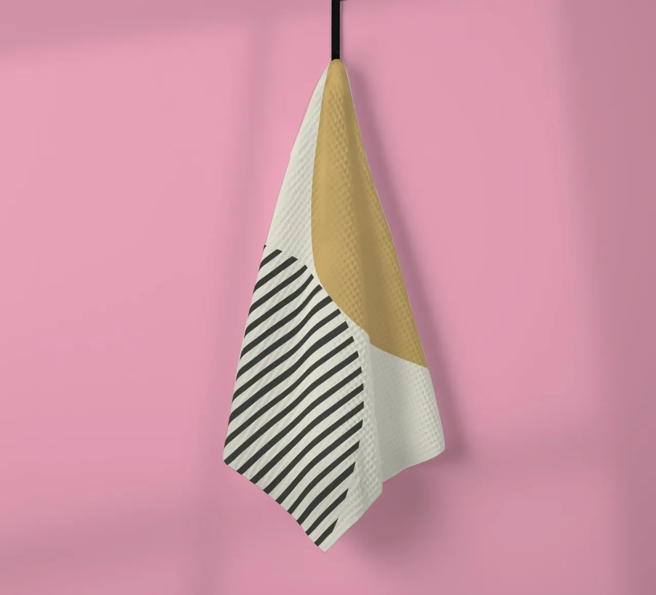 Rayures en demi-cercle - Jaune d'or torchon de MoonlightPrint