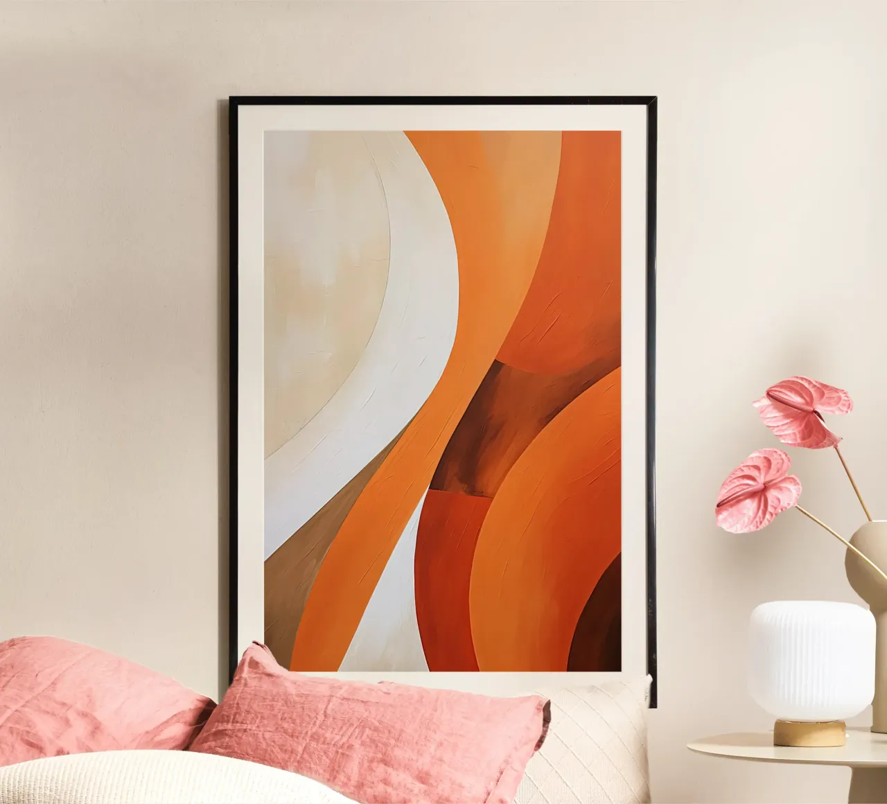 Arancione e rosso poster con telaio in legno da Imagine