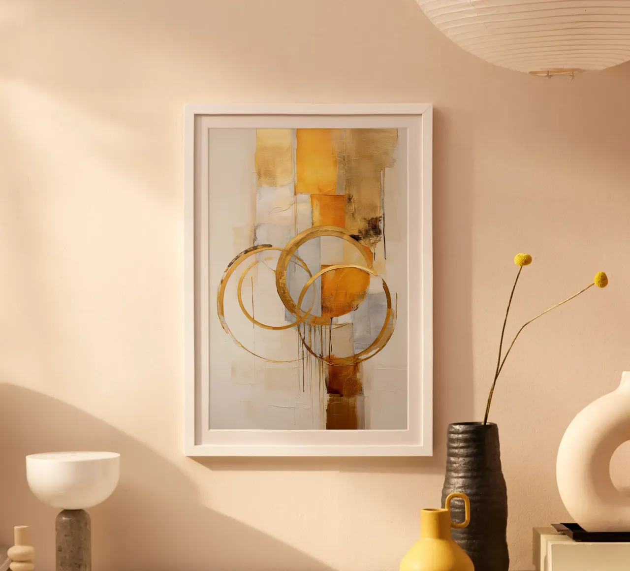 Cerchi d'oro poster con telaio in plastica da Imagine
