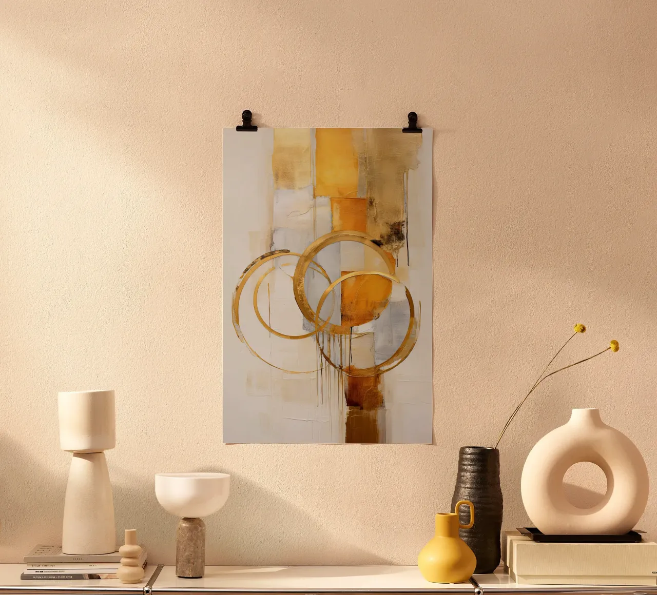 Cerchi d'oro poster con telaio in plastica da Imagine