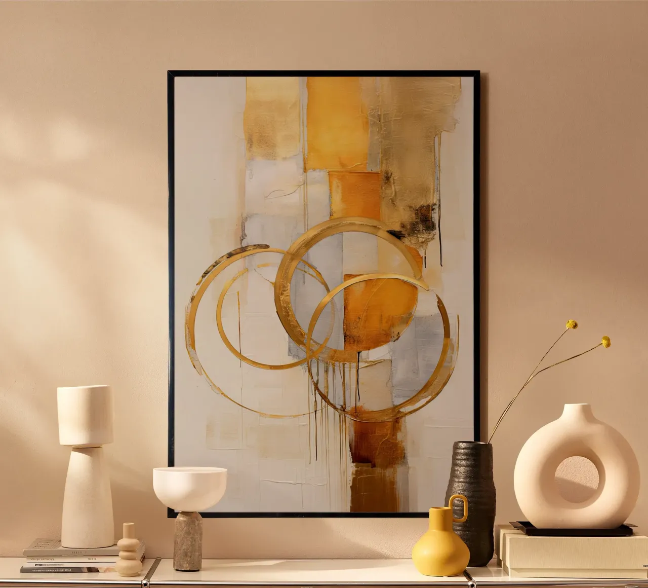 Cerchi d'oro poster con telaio in plastica da Imagine