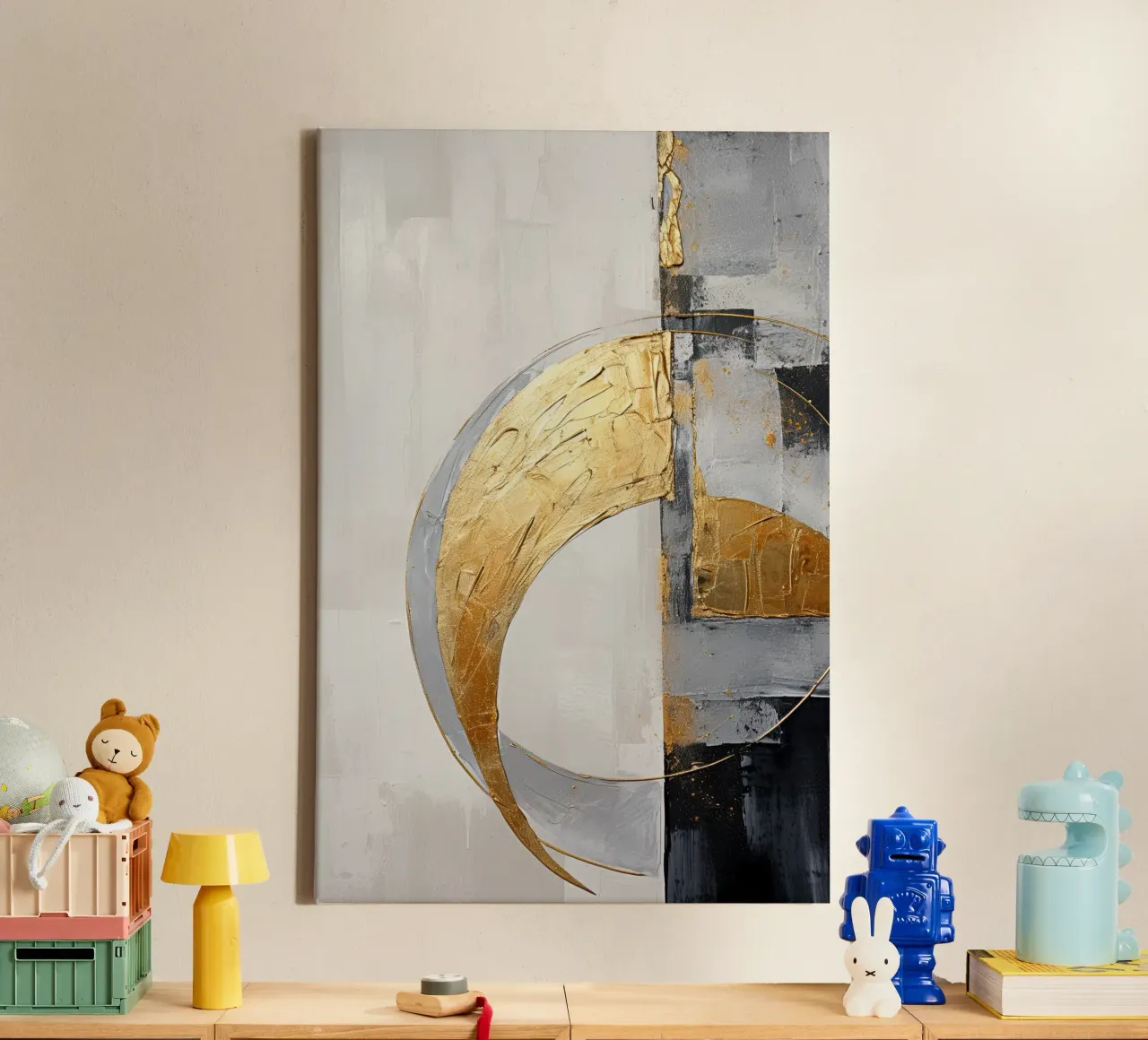 Goud en grijs canvas met Baklijst van Imagine