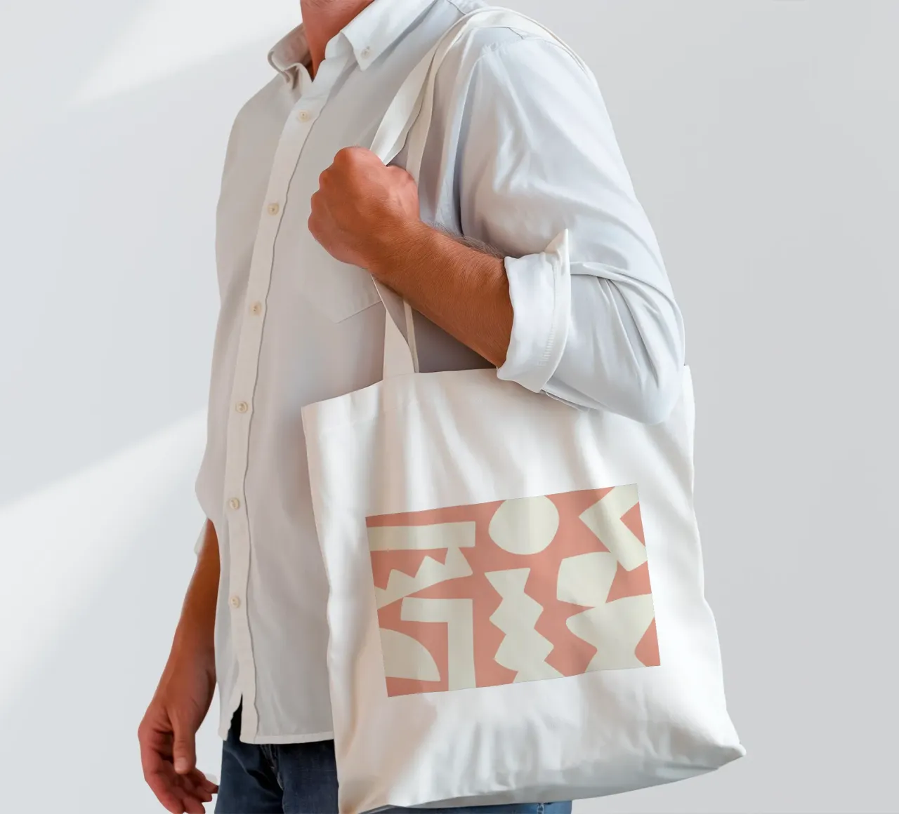 Forme grafiche astratte primitive - Blush Pink borsa in juta da MoonlightPrint