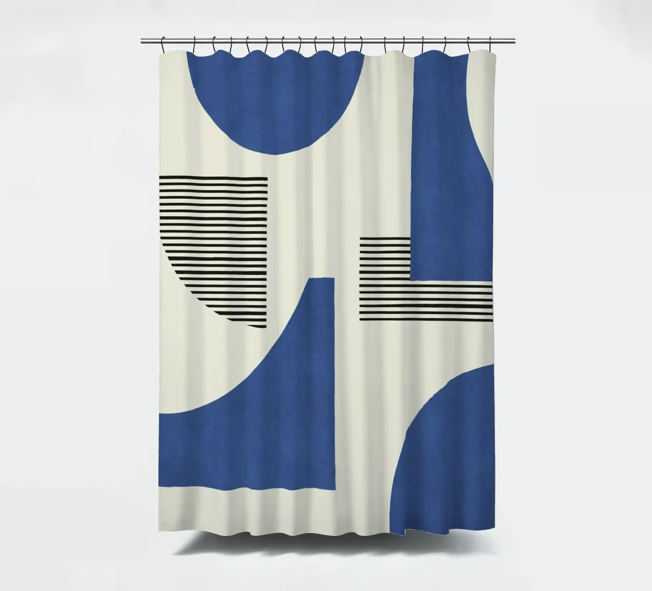 Abstracte lijnen compositie - Blauw marine douchegordijn van MoonlightPrint