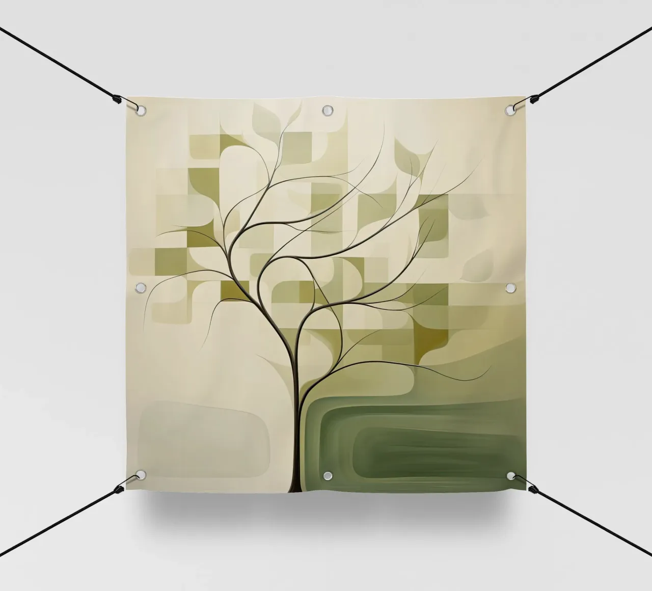 Albero astratto dai colori verdi telo in pvc da Imagine