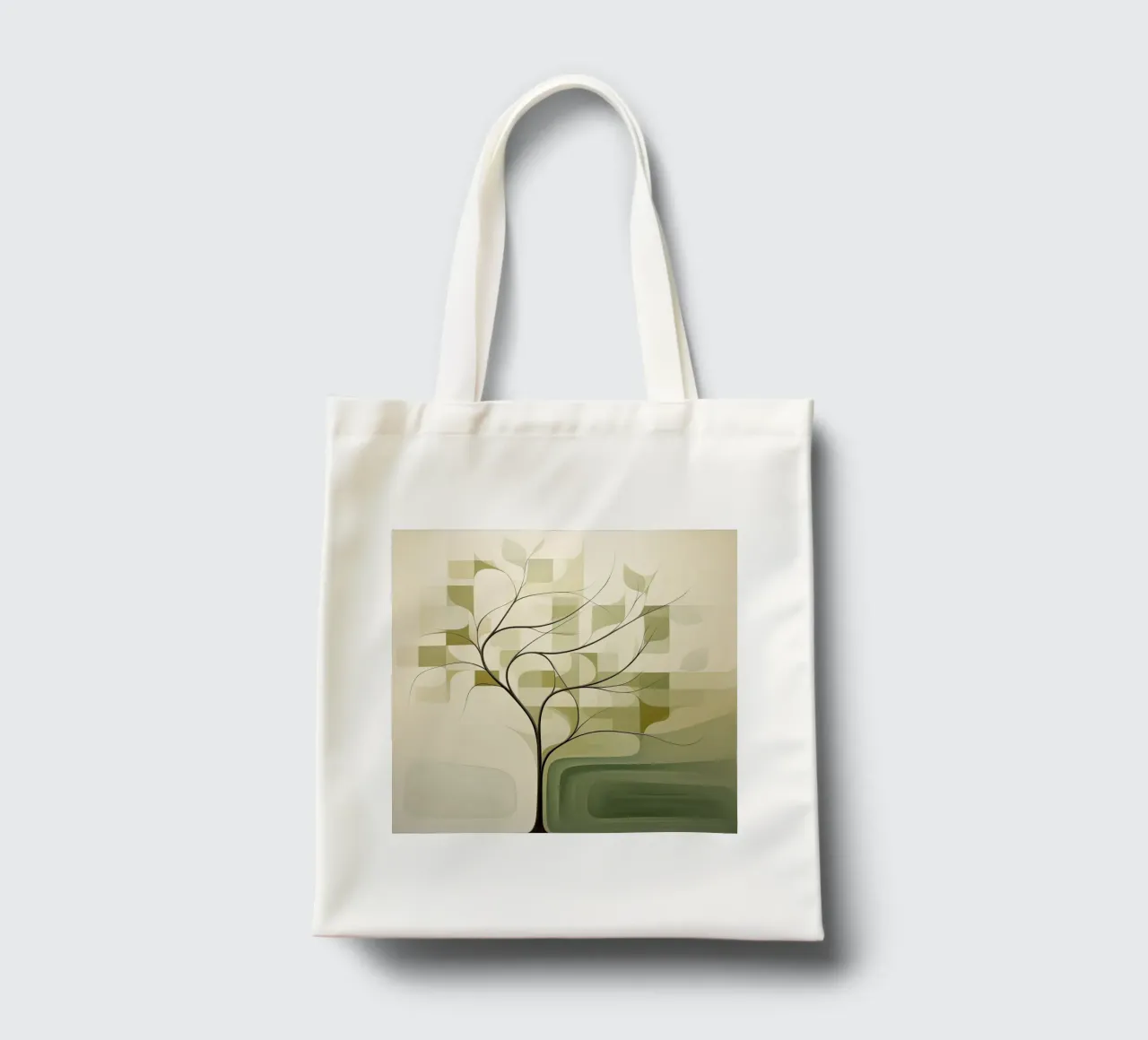 Abstract tree in green colours tote bag by Imagine