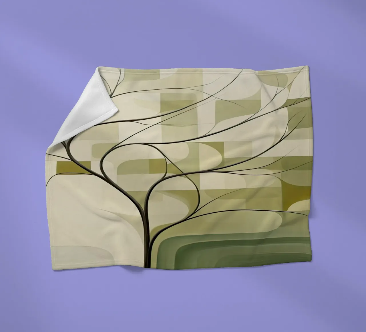 Abstract tree in green colours fleece blanket by Imagine