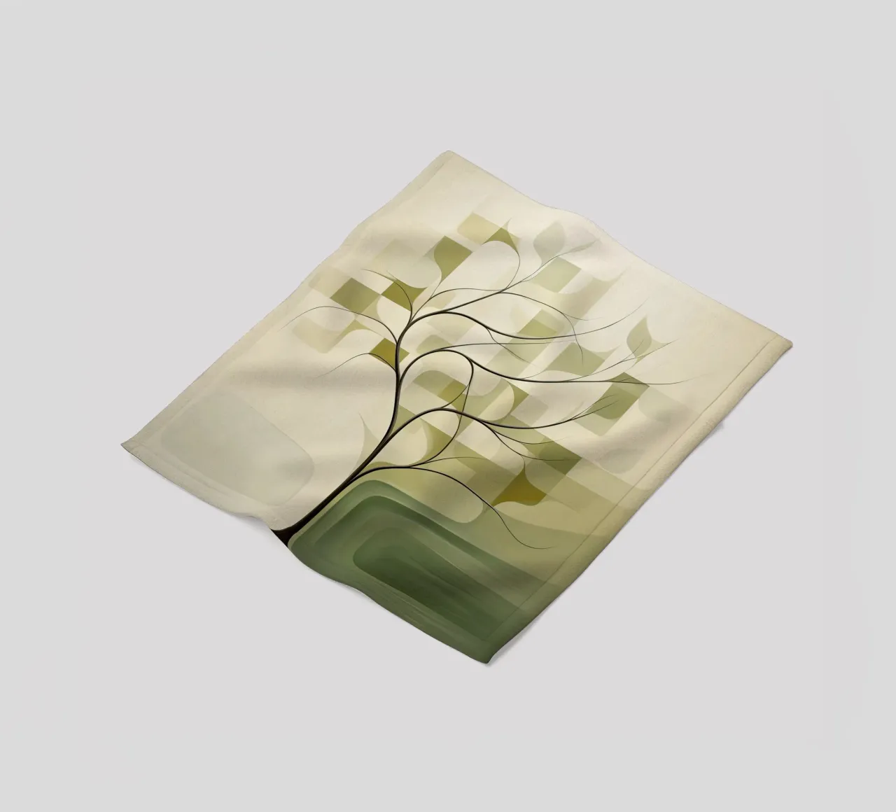 Abstract tree in green colours fleece blanket by Imagine