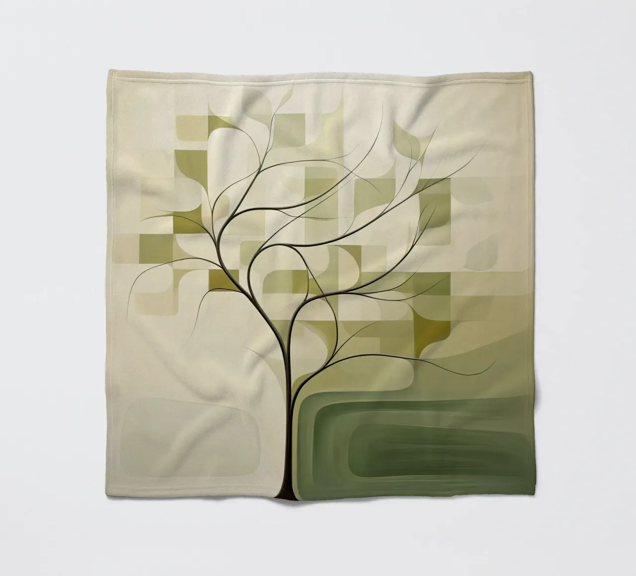 Abstract tree in green colours fleece blanket by Imagine