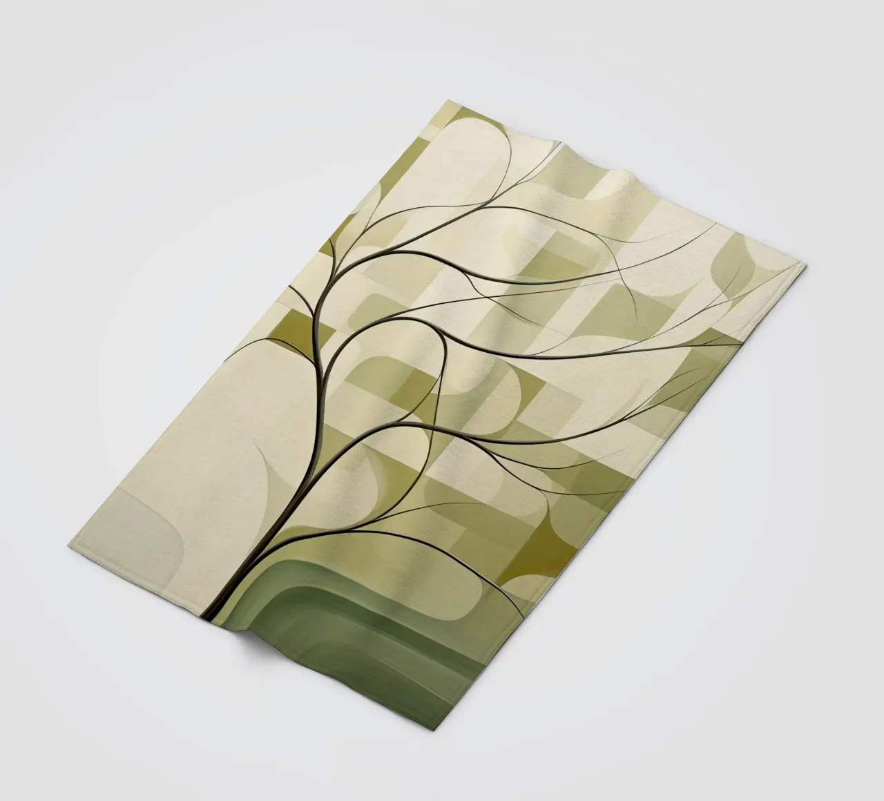 Abstract tree in green colours fleece blanket by Imagine