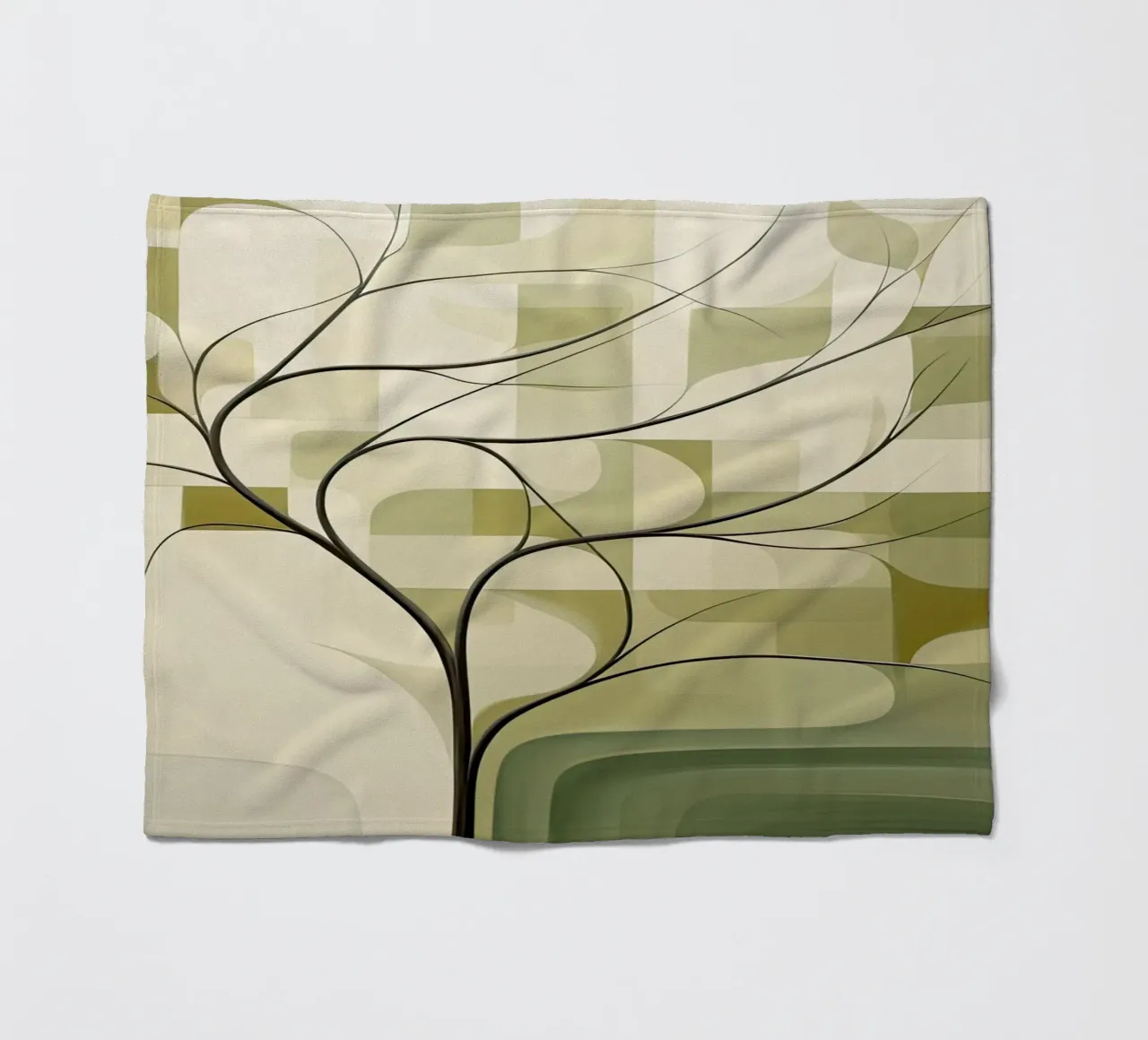 Abstract tree in green colours fleece blanket by Imagine